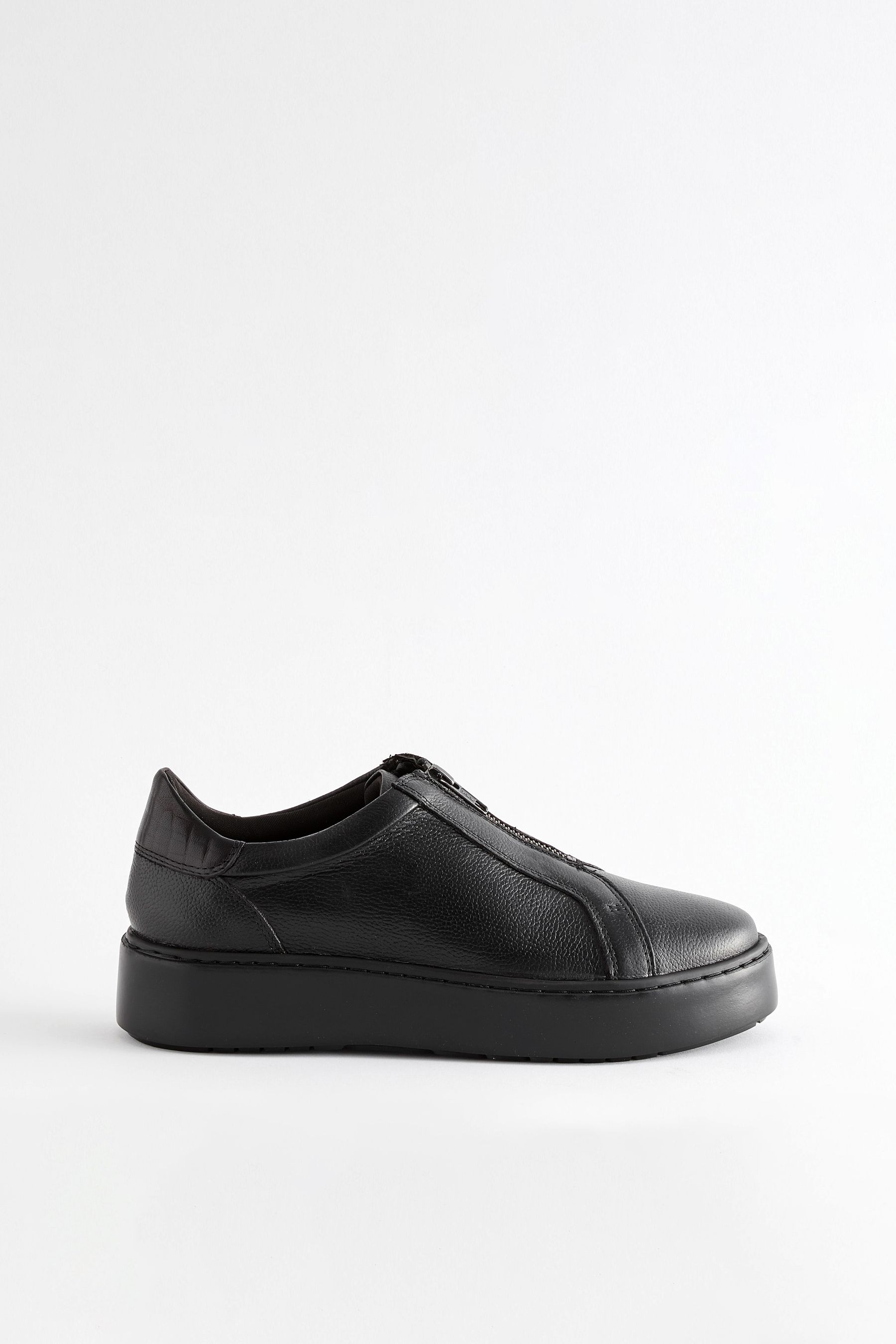 Buy Black Signature Forever Comfort® Leather Chunky Zip Trainers from