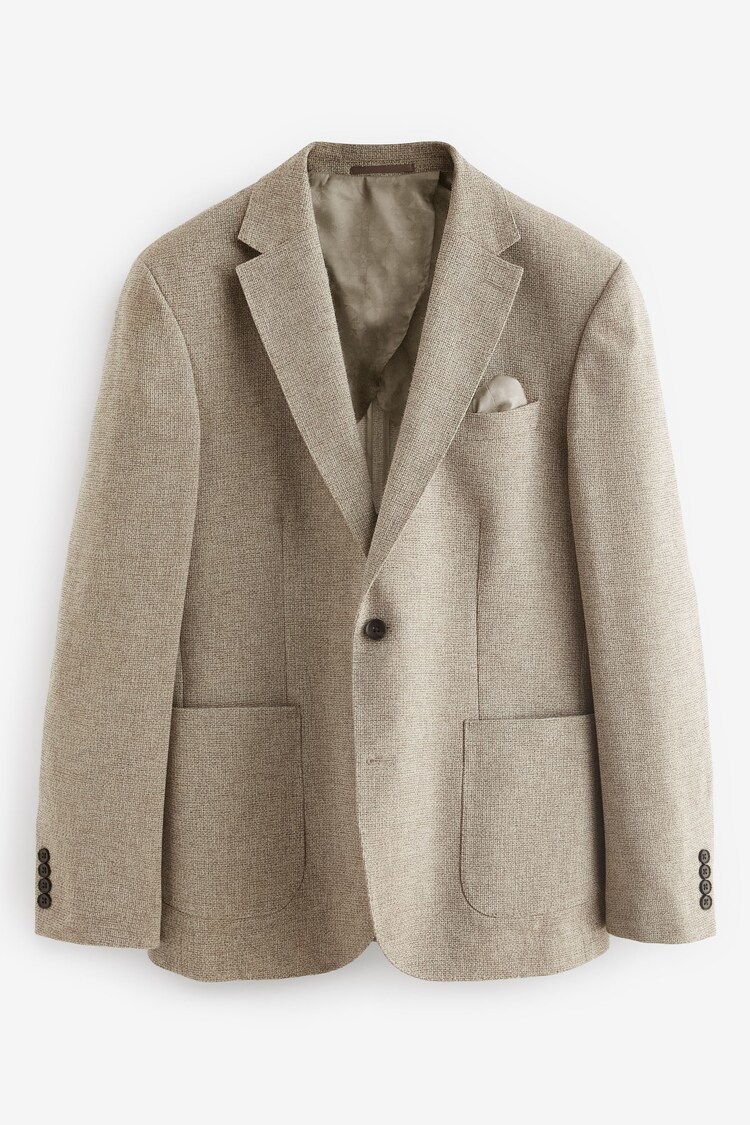 Stone Slim Fit Nova Fides Italian Fabric Textured Cotton Blend Blazer - Image 1 of 1
