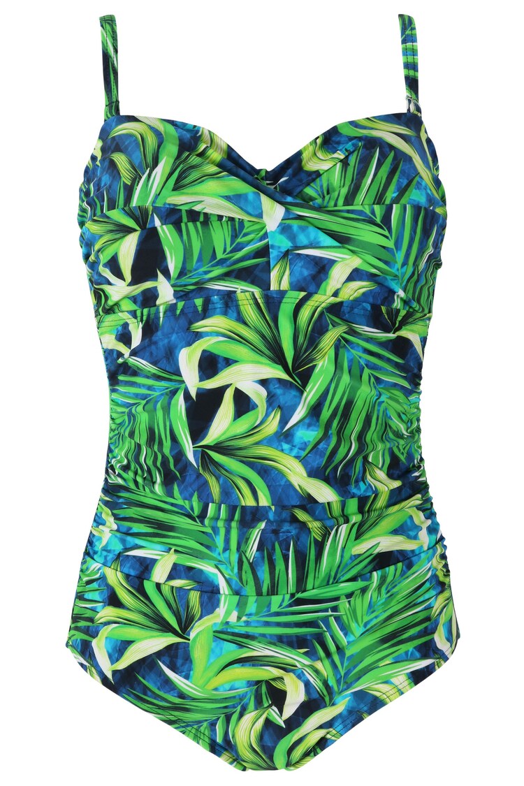 Verde y azul tropical - Bañador reductor con tirantes de quita y pon Santa Monica de Pour Moi - Imagen 1 de 1