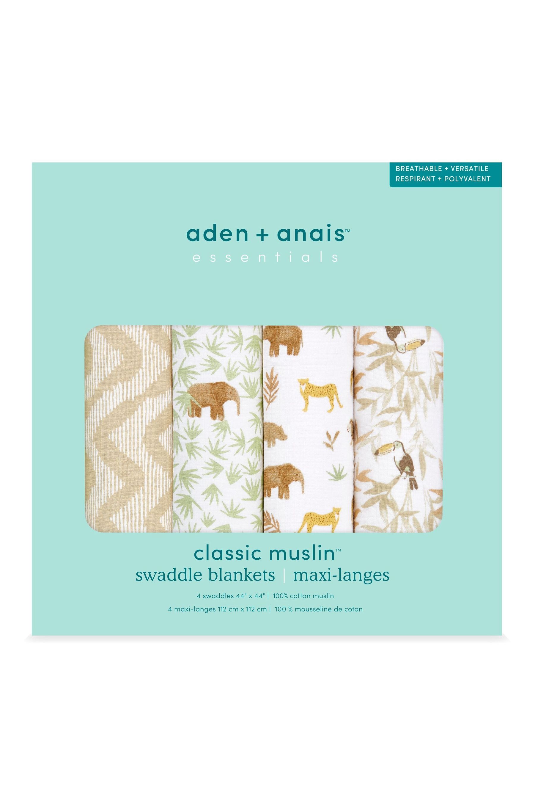 Buy aden + anais Animal Essentials Cotton Muslin Blankets 4 Pack from