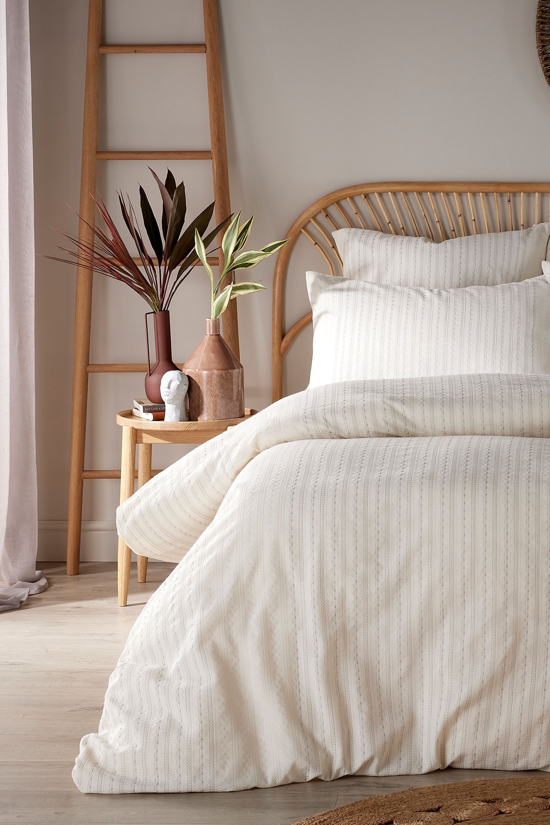 Buy Vantona White Dobby Waffle Duvet Cover and Pillowcase Set from the