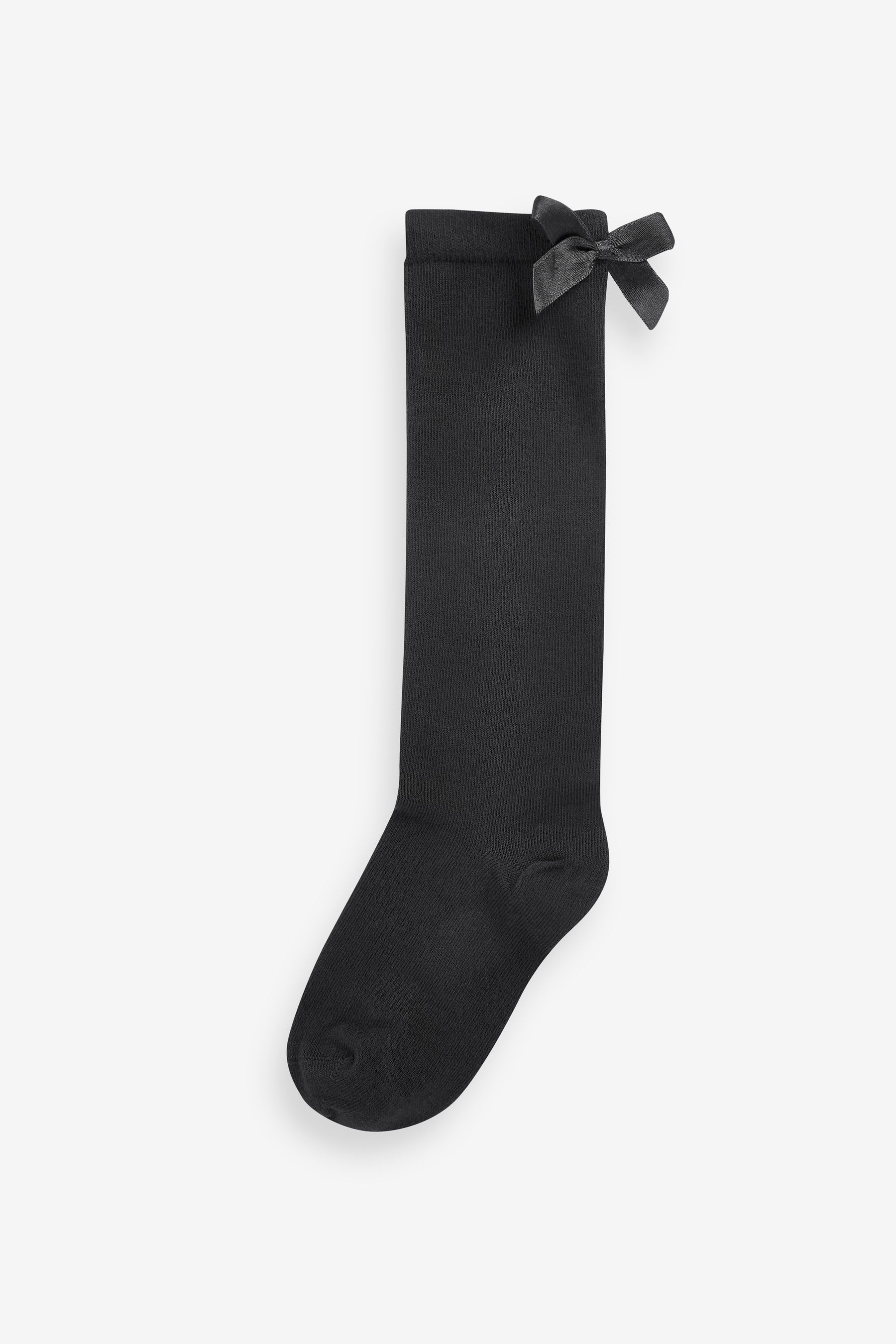 Buy Black Cotton Rich Bow Knee High School Socks 2 Pack from the Next
