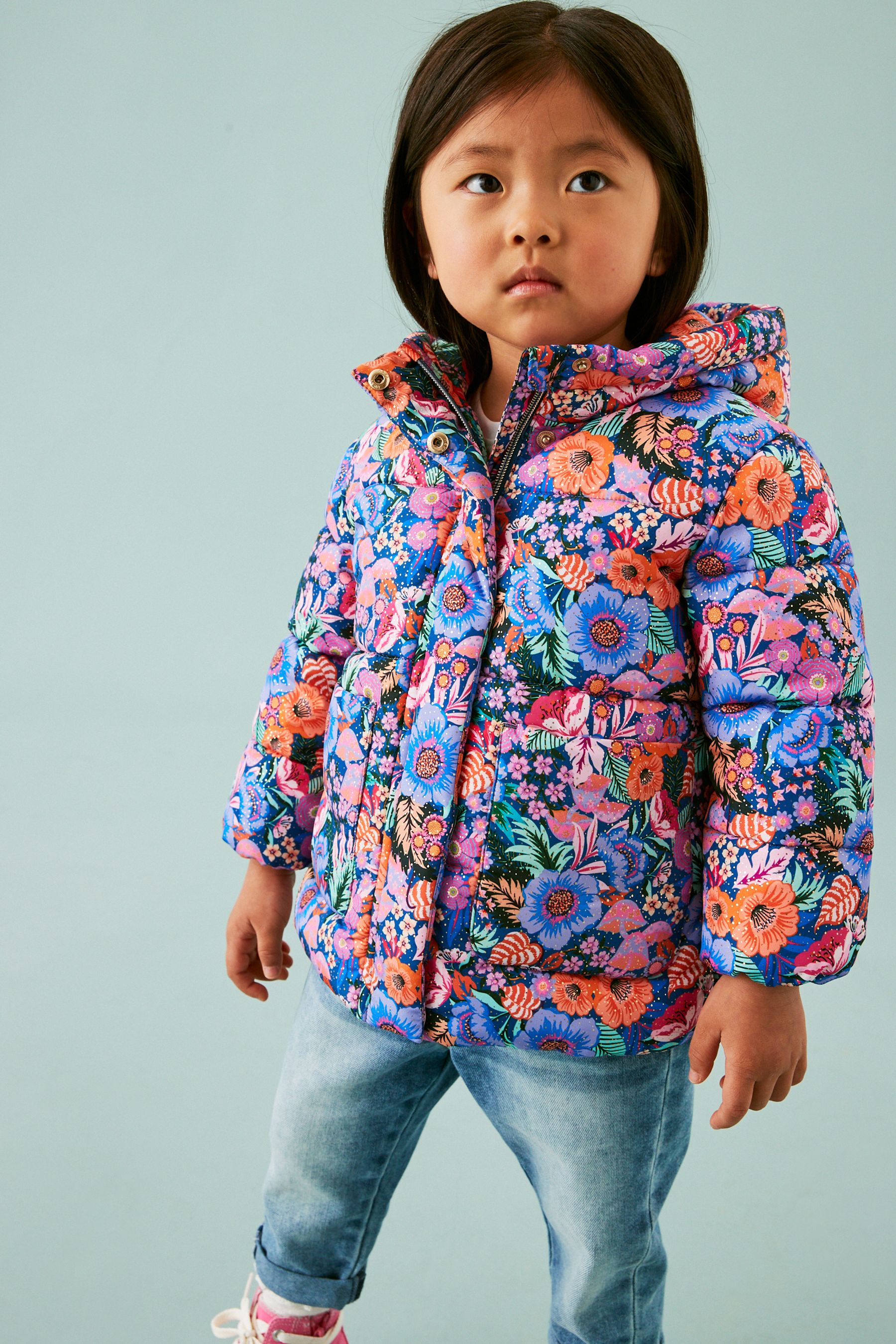 Buy Navy Floral Shower Resistant Printed Padded Coat (3mths7yrs) from