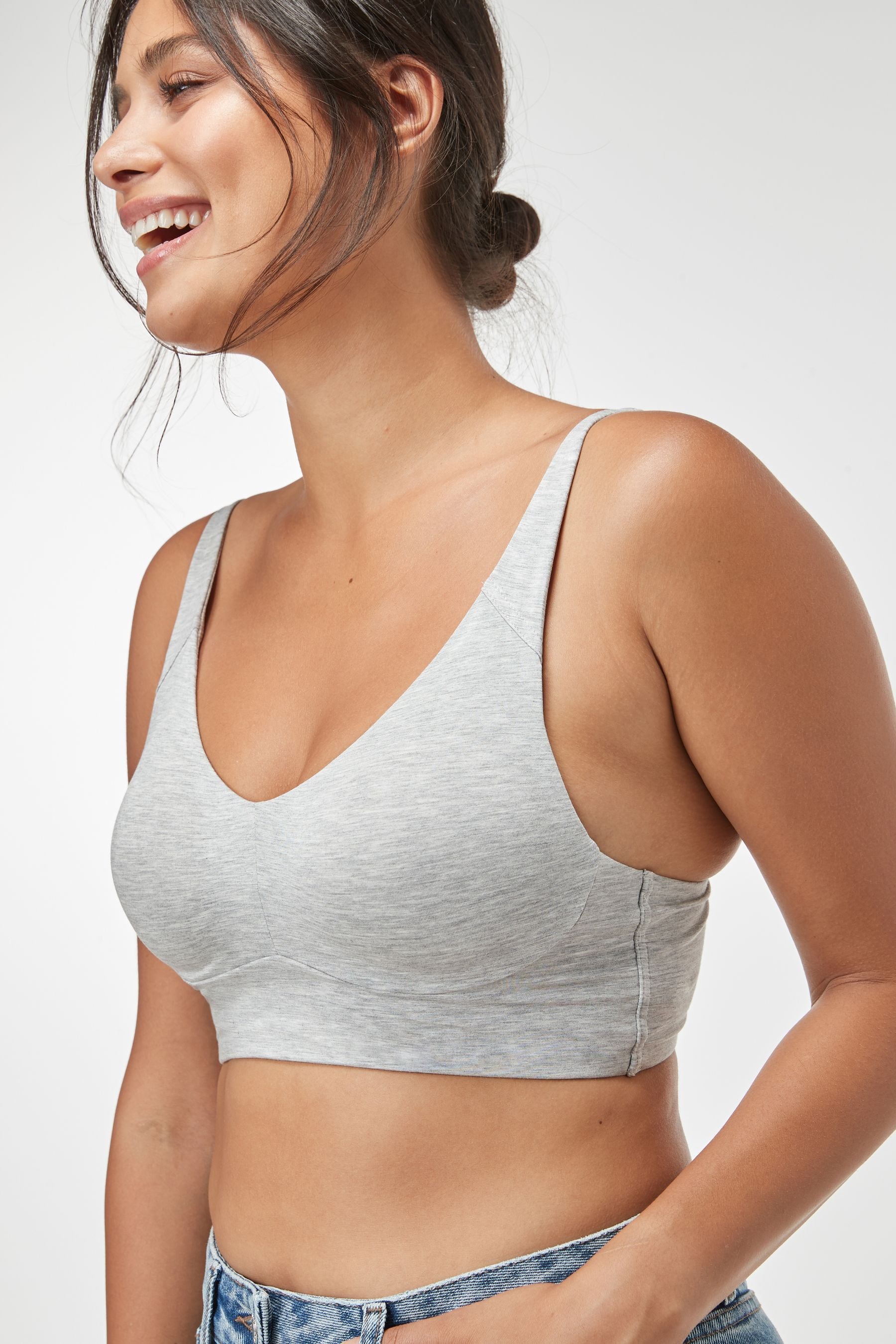 Buy Grey Marl Forever Comfort® Non Wire Longline Bra from the Next UK ...