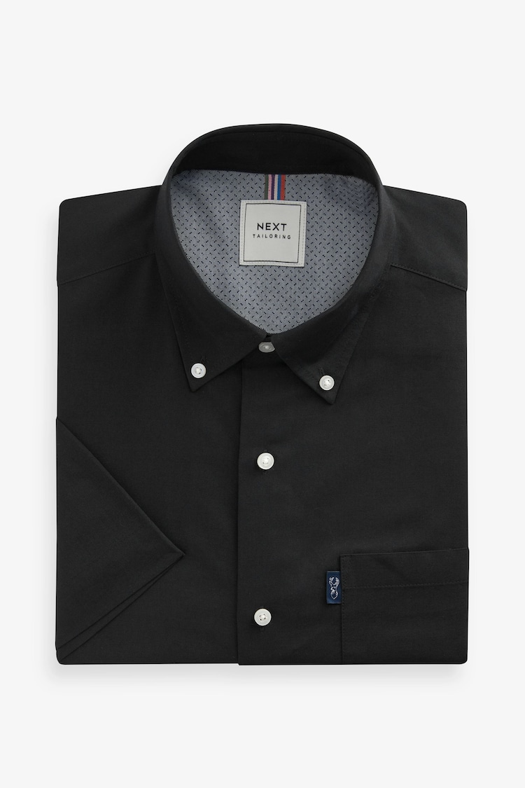 Noir - Ajustement régulier - Chemise Oxford à manches courtes Easy Iron Button Down - Image 1 of 1