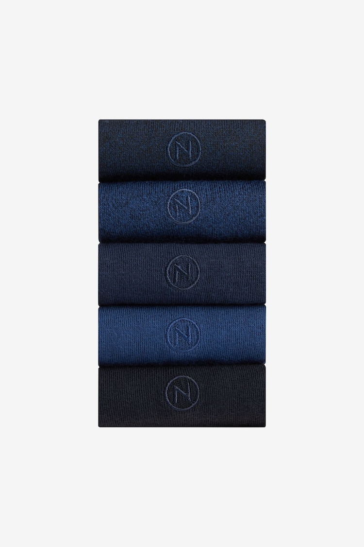 Blue/Navy 5 Pack Embroidered Lasting Fresh Socks - Image 1 of 1