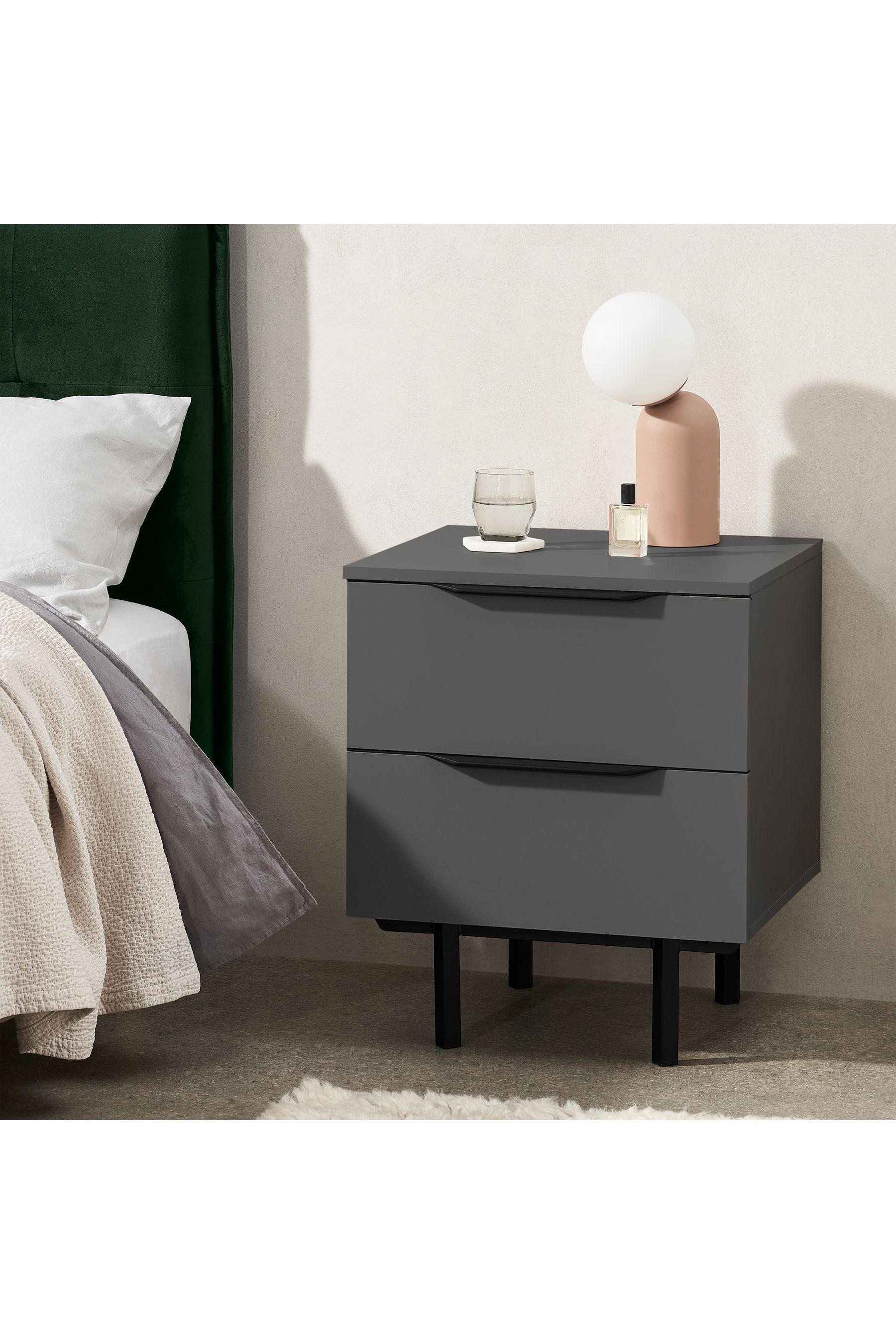 Buy Graphite Grey Damien Bedside Table from the Next UK online