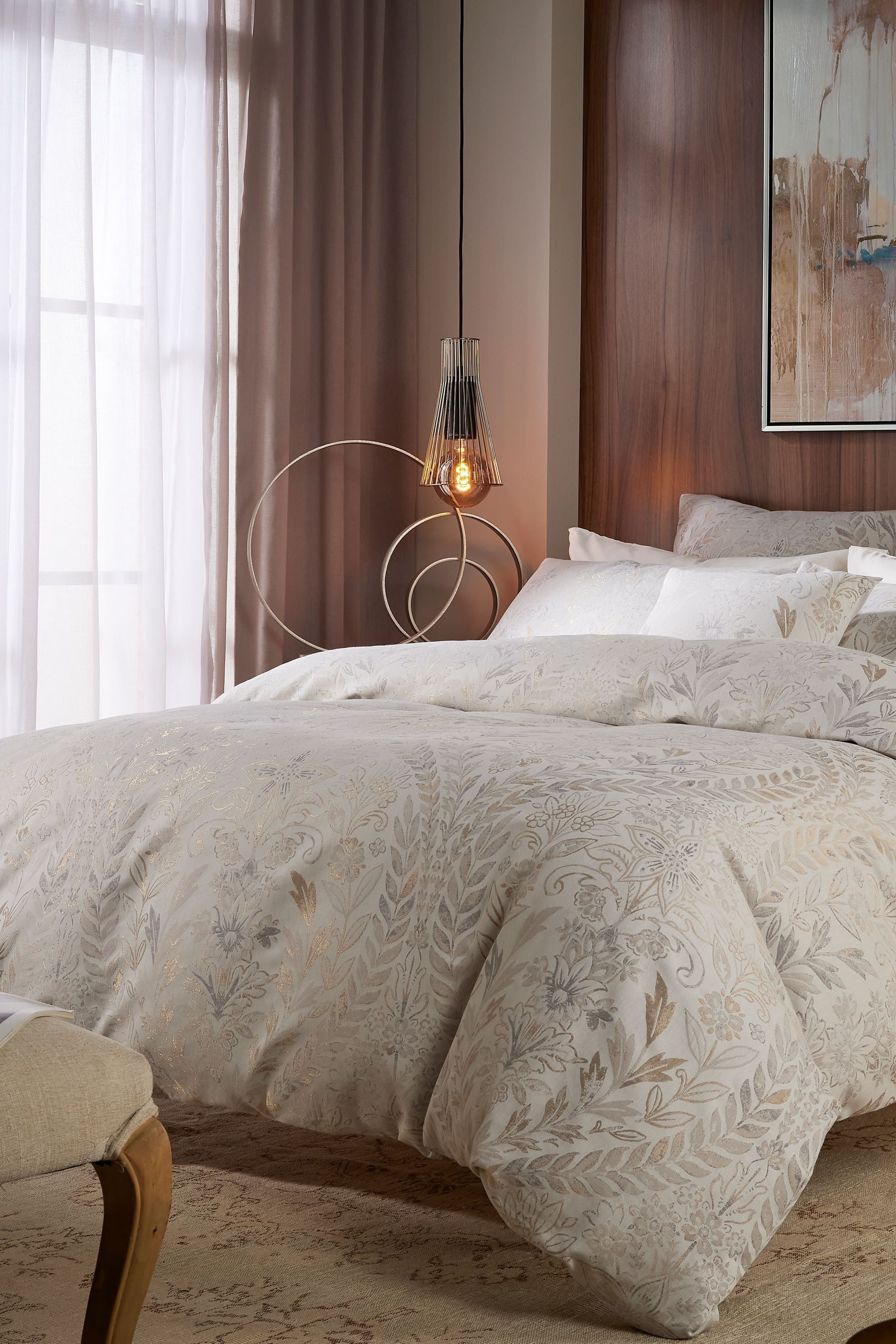 Buy Vantona Cream Chafield Jacquard Duvet Cover and Pillowcase Set from