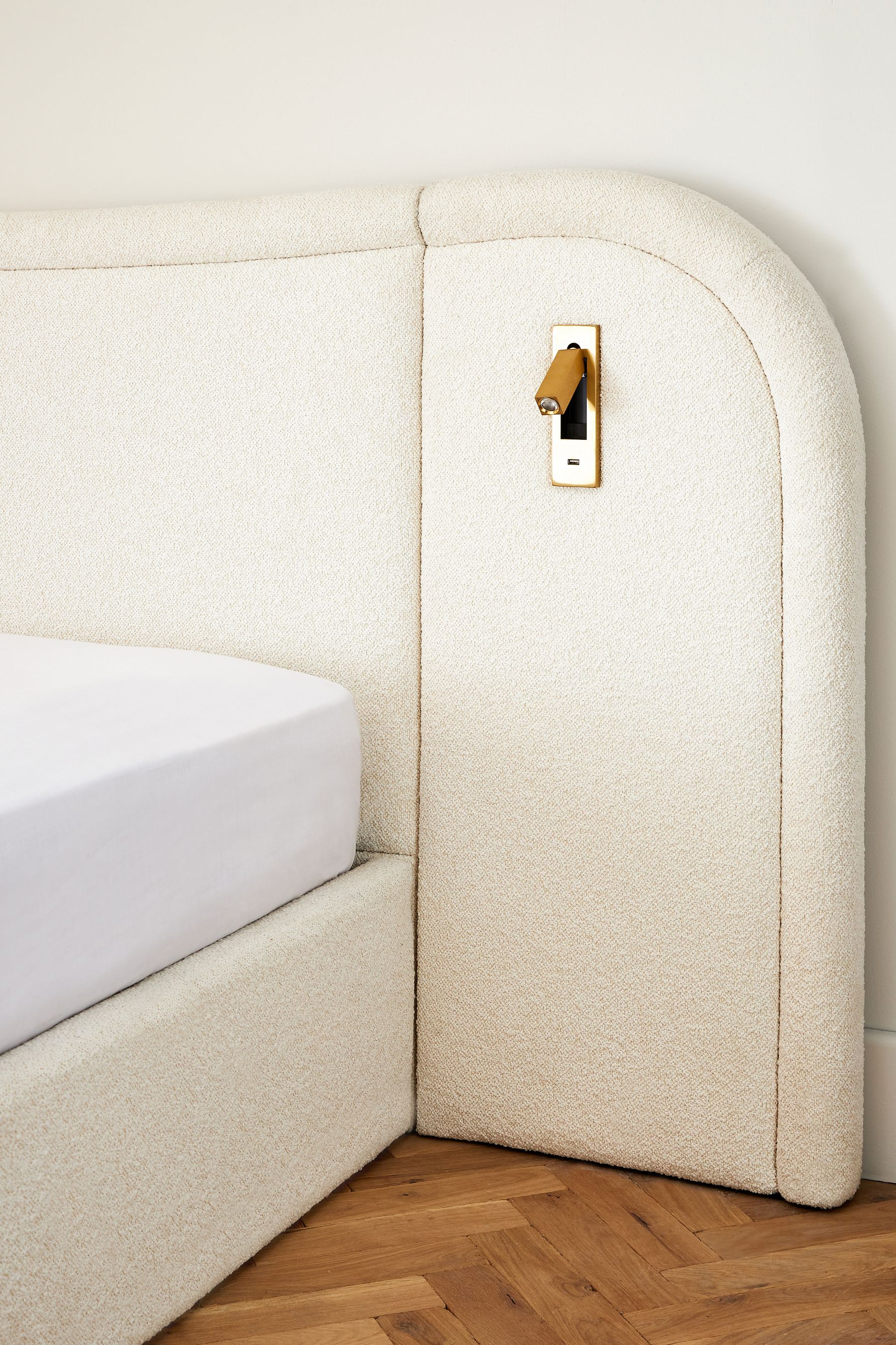 Buy Casual Boucle Natural Oyster Otis Upholstered Hotel Bed Frame with