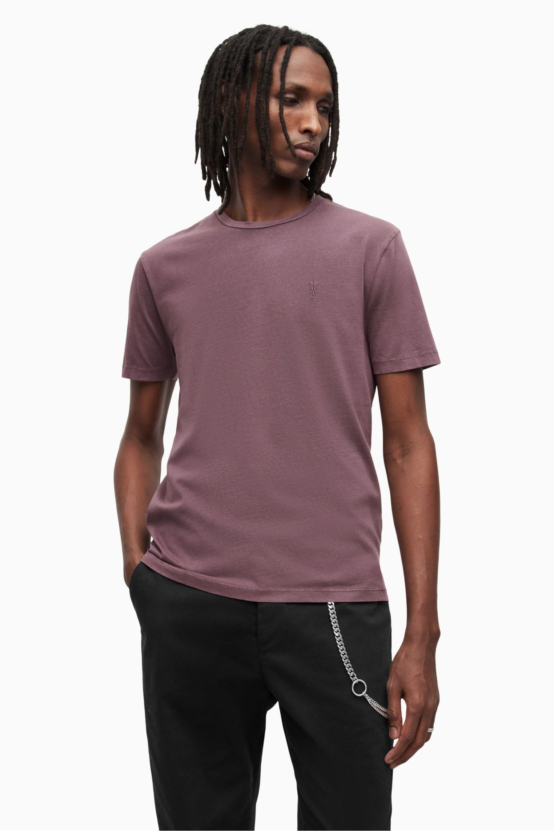 Buy AllSaints Purple Short Sleeve Crew T-Shirt from the Next UK online shop