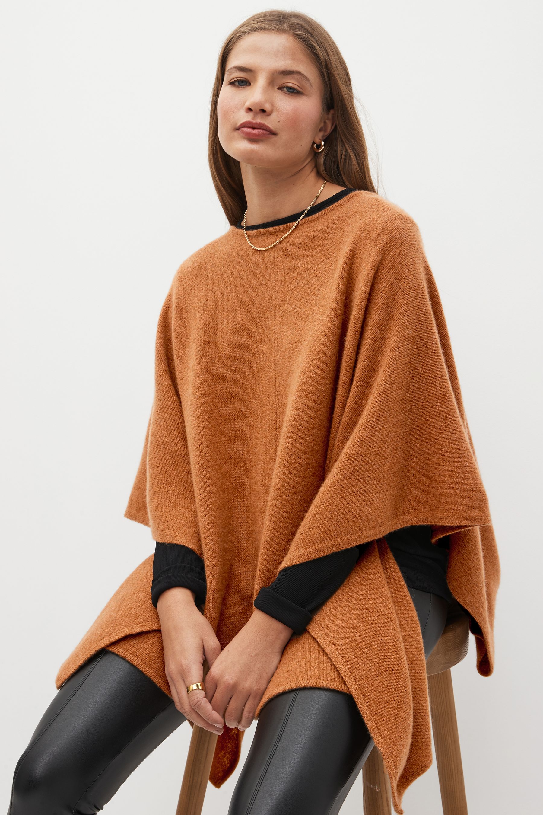 Buy Burnt Orange Collection Luxe Cashmere Poncho from Next Luxembourg
