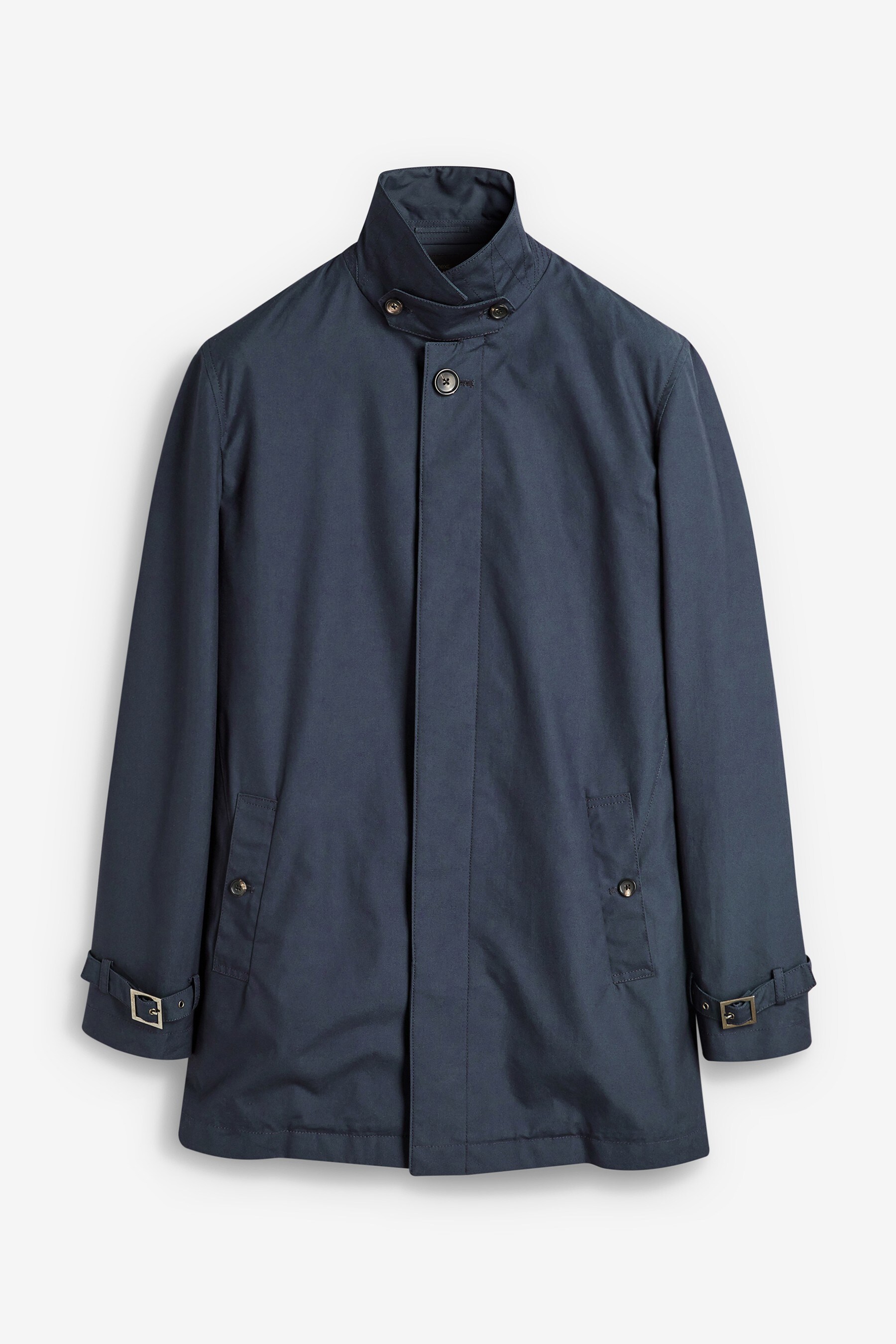Buy Navy British Millerain Signature Mac Shower Resistant Coat from
