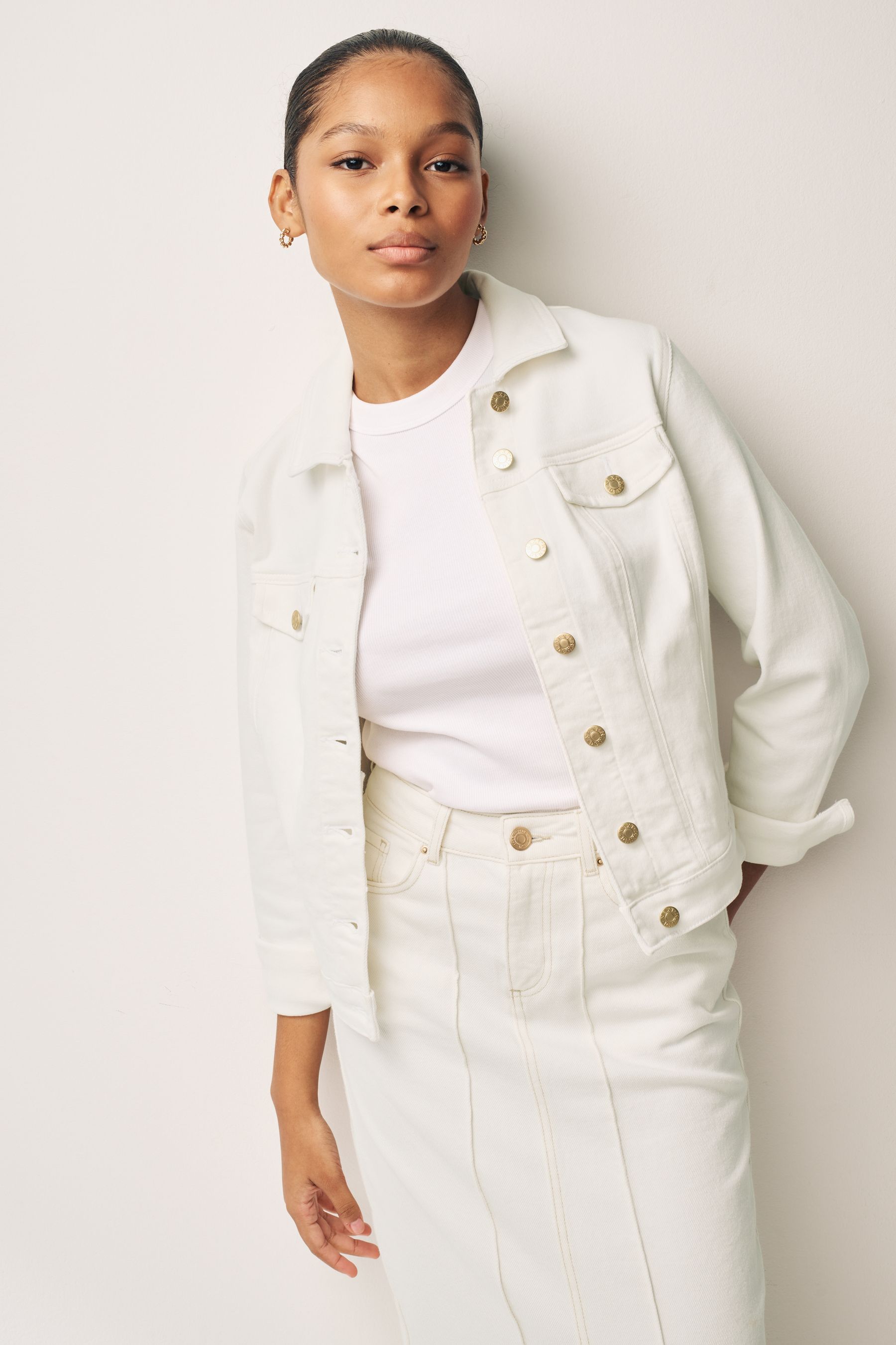 Buy White Fuller Bust Denim Jacket from the Next UK online shop