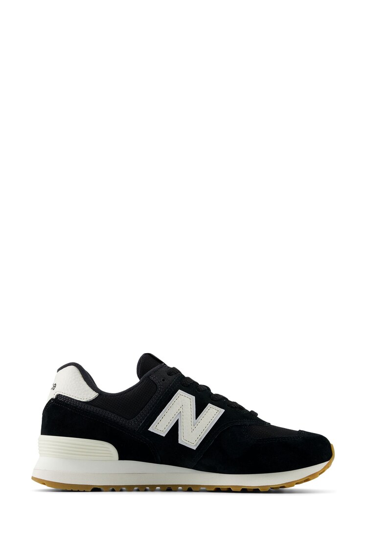 New Balance Black on White Womens 574 Trainers - Image 1 of 1
