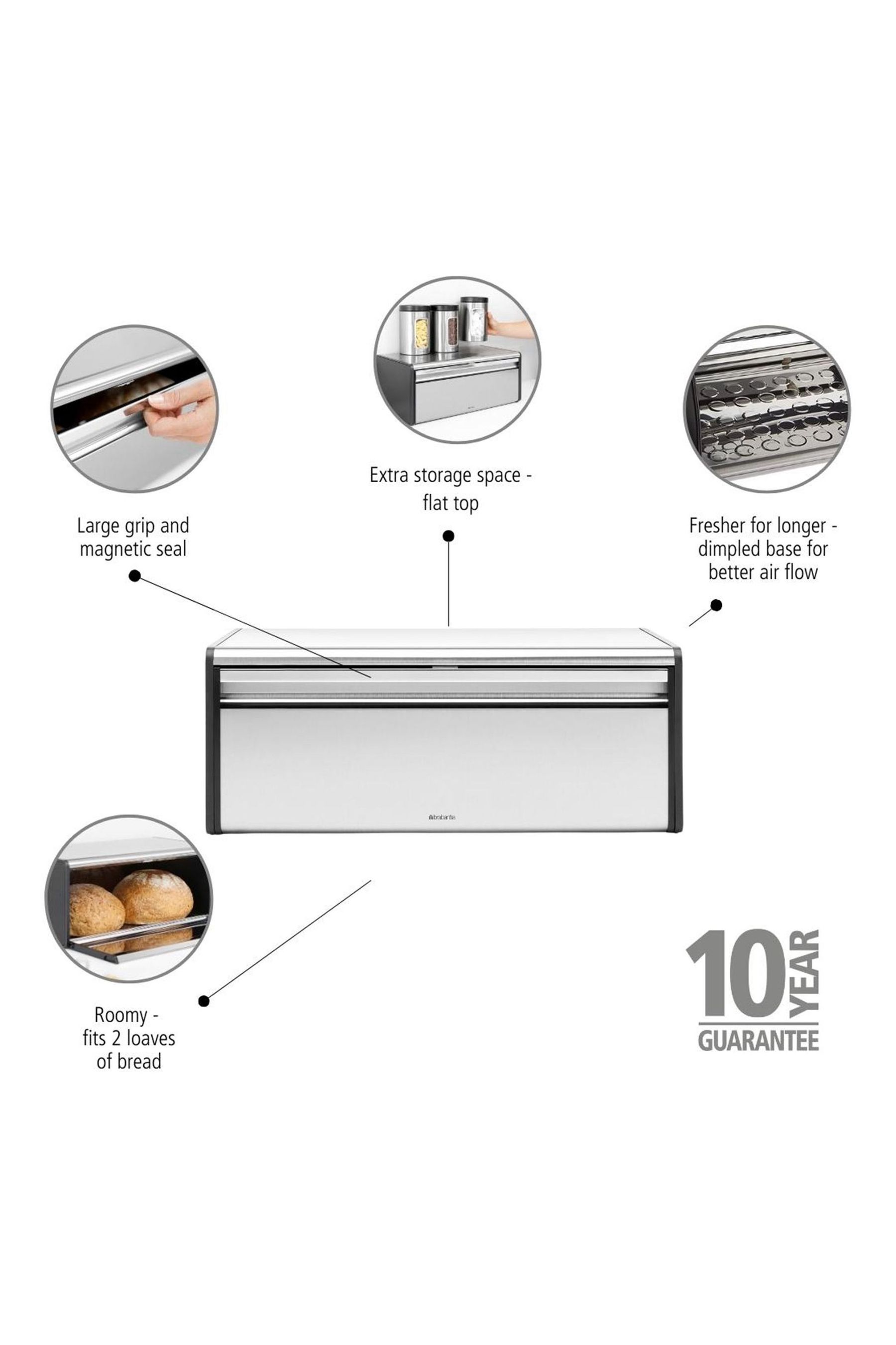 Buy Brabantia Matt Steel Fingerprint Proof Fall Front Bread Bin from
