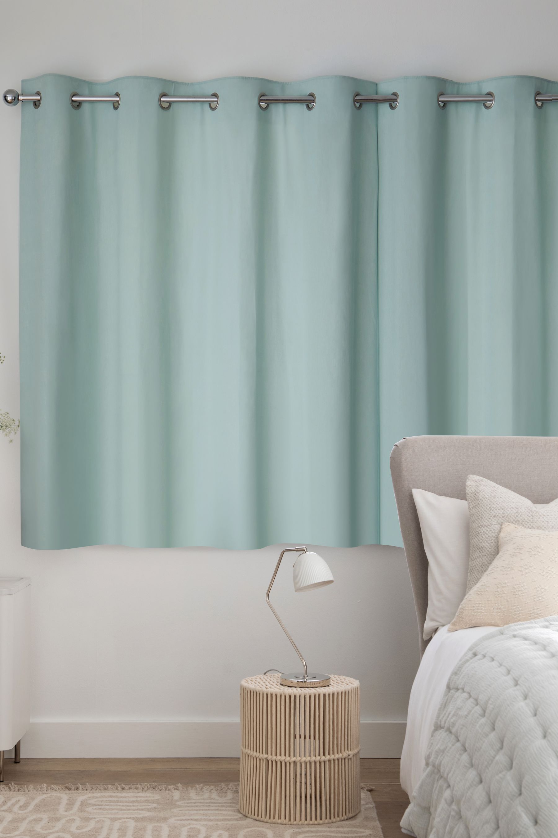 Buy Duck Egg Blue/Green Cotton Blackout/Thermal Eyelet Curtains from ...