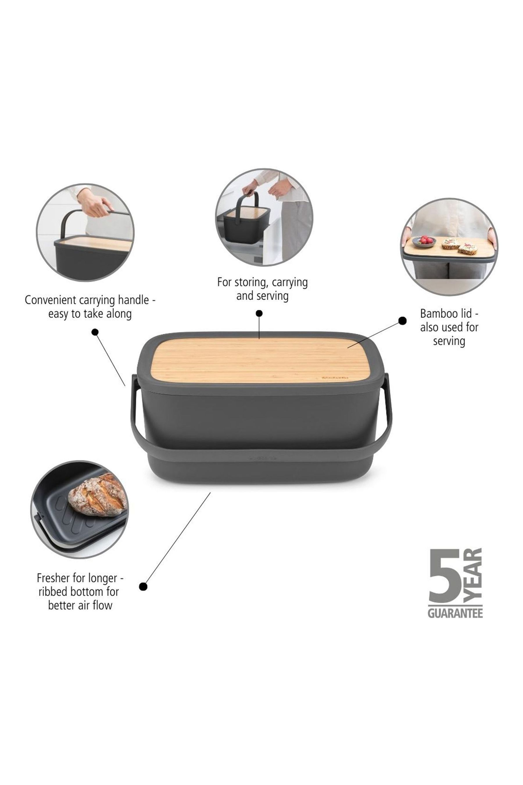 Buy Brabantia Dark Grey Nic Bread Bin from the Next UK online shop