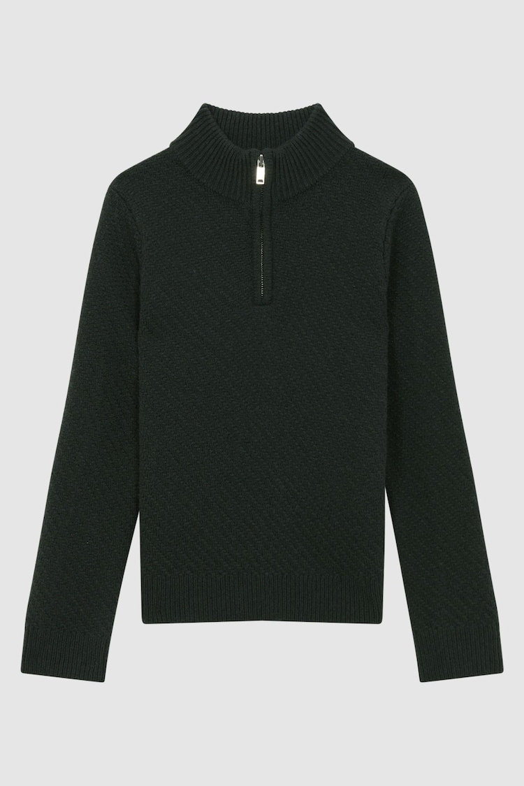 Reiss Forest Green Tempo Junior Slim Fit Knitted Half-Zip Funnel Neck Jumper - Image 1 of 1