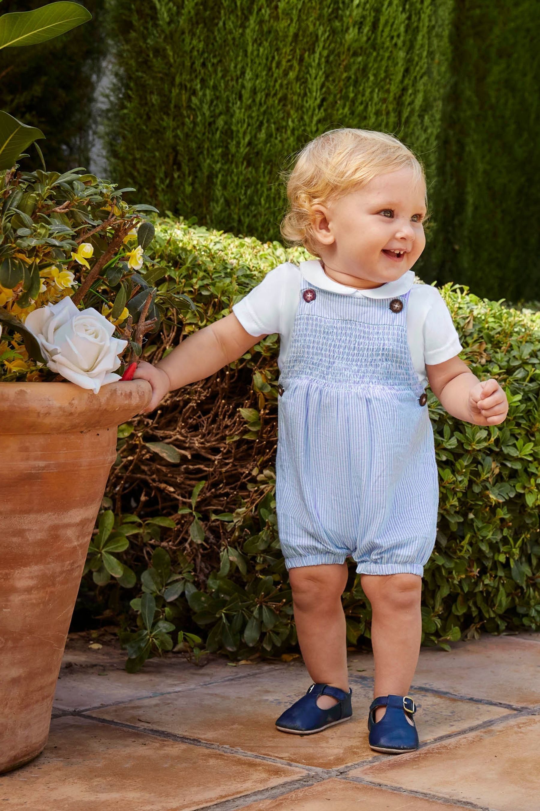 Buy JoJo Maman Bébé Blue 2Piece Smocked Dungarees & Bodysuit Set from the Next UK online shop