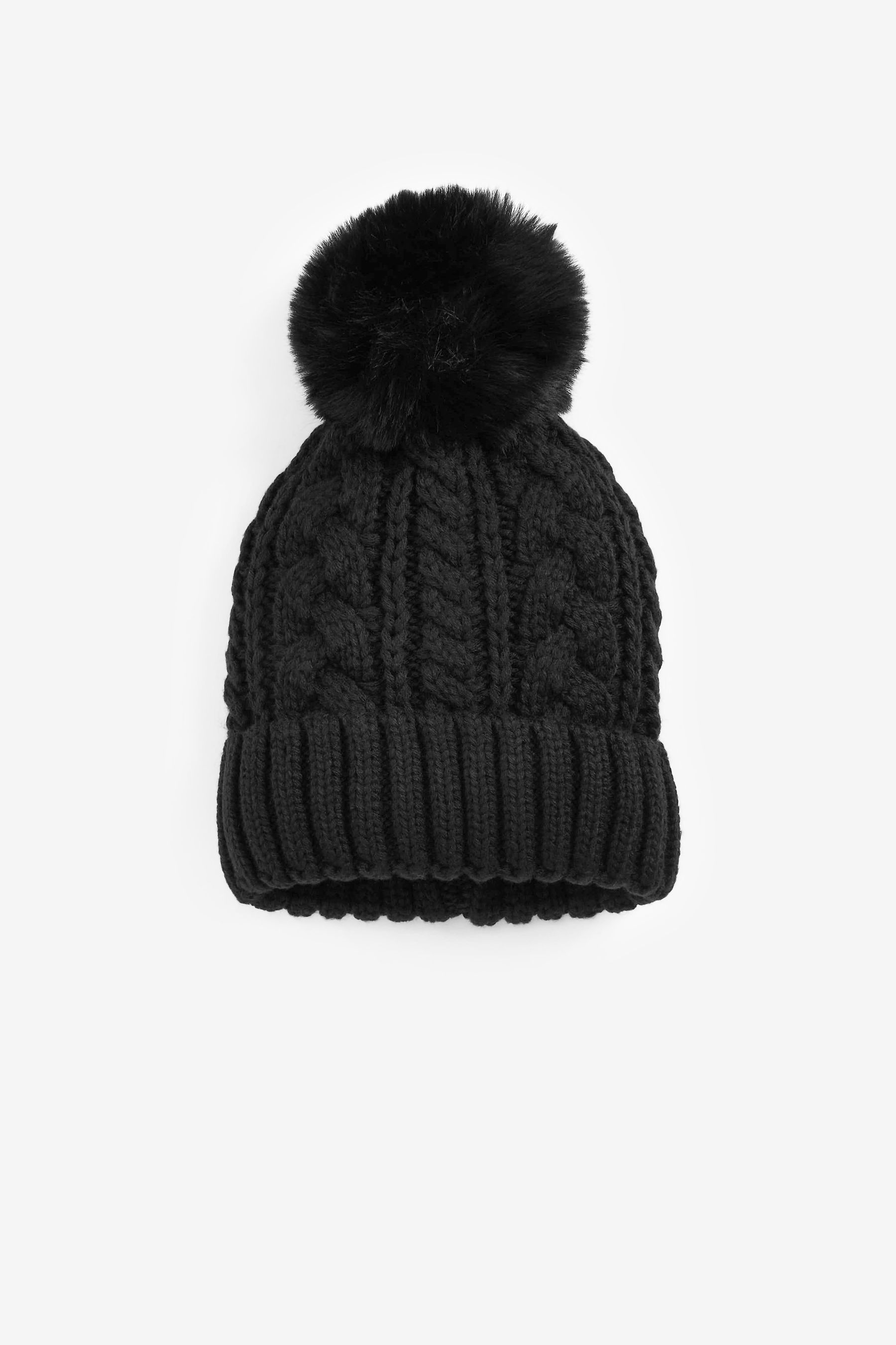 Buy Black Cable Knit Pom Pom Beanie Hat (3mths16yrs) from the Next UK