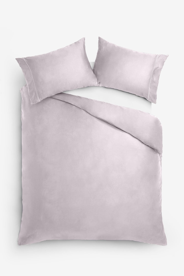 Heather Pink Collection Luxe 300 Thread Count 100% Cotton Sateen Satin Stitch Duvet Cover And Pillowcase Set - Image 1 of 1
