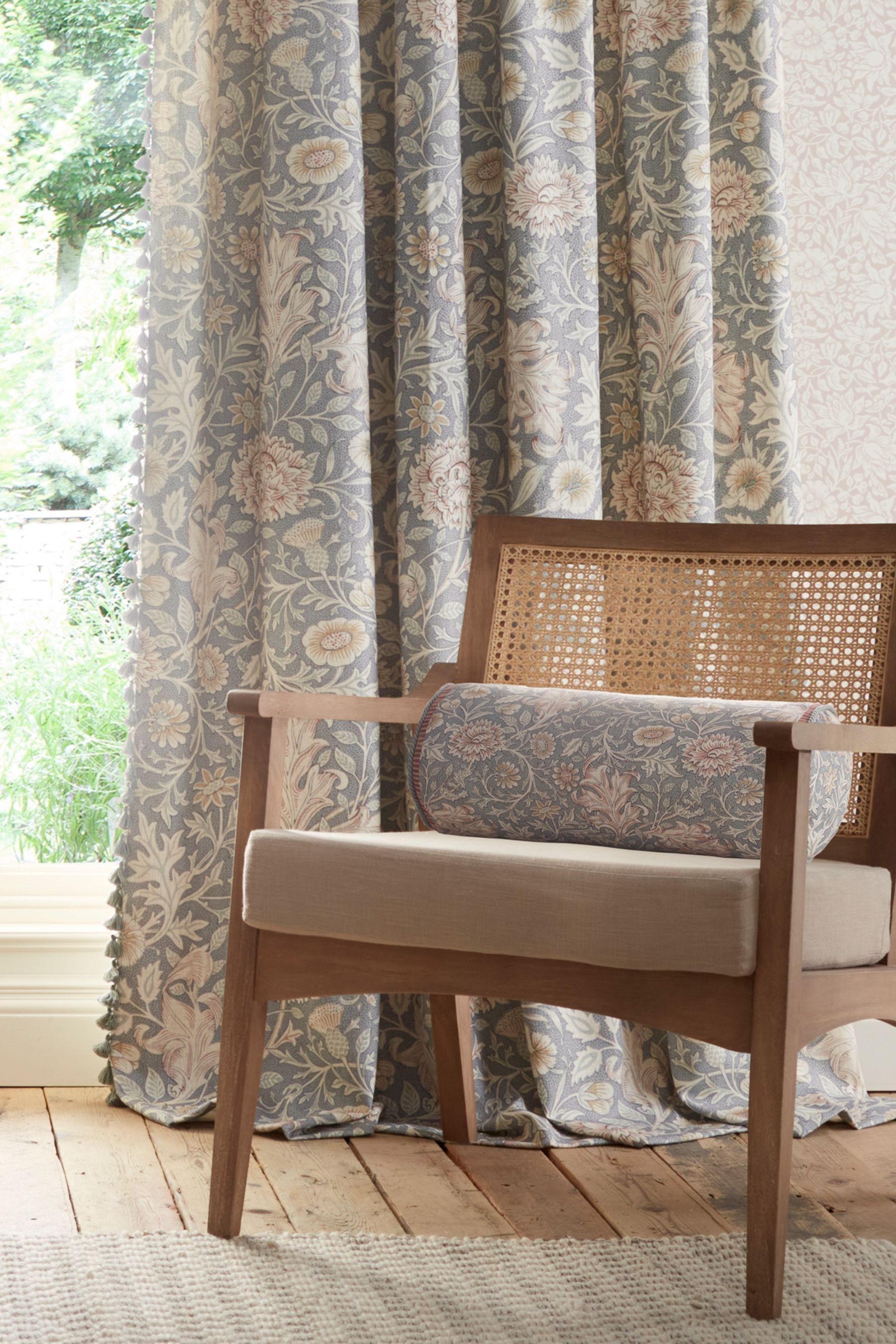 Buy Morris & Co Green Double Bough Teal Rose Pencil Pleat Curtain from the Next UK online shop