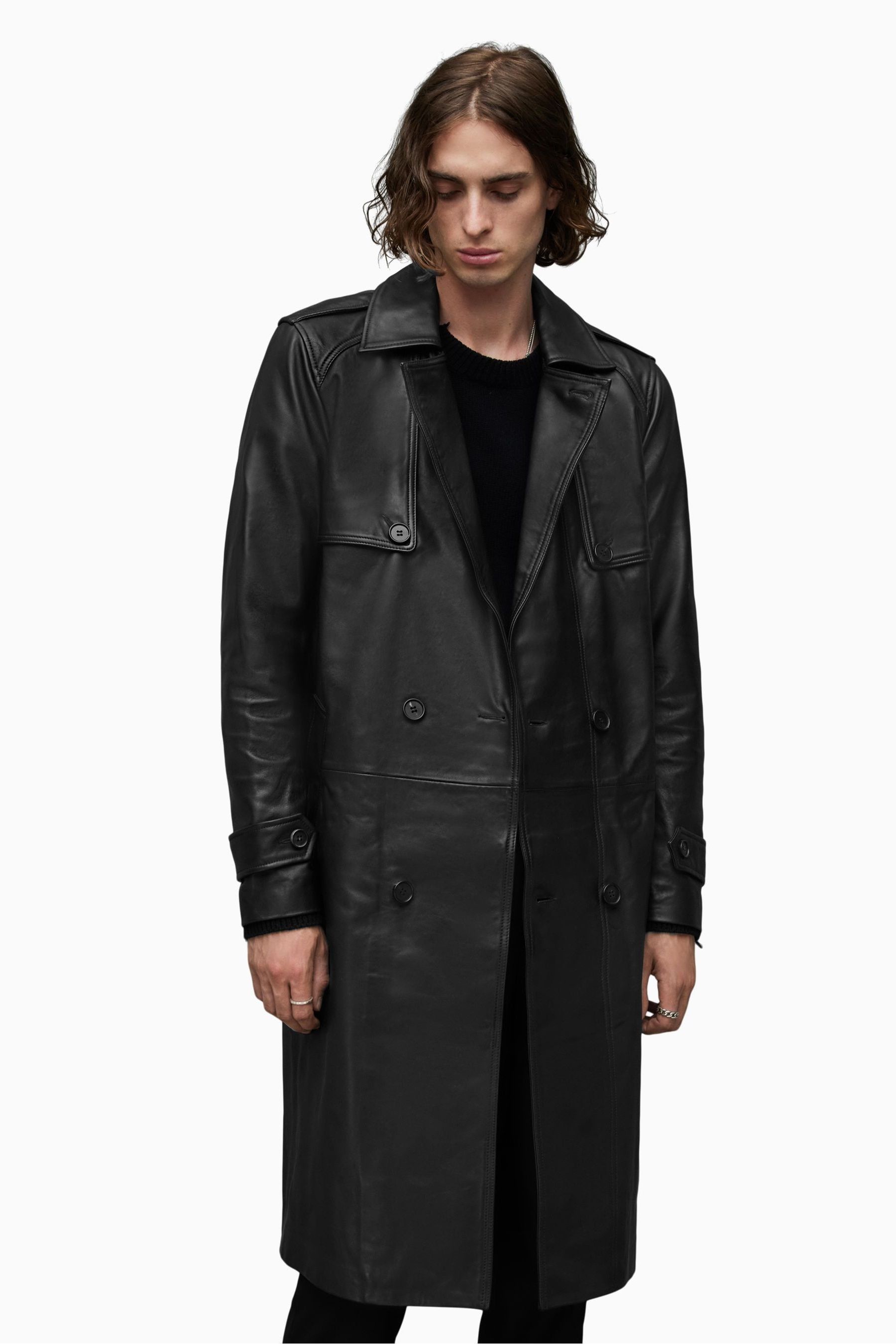 Buy AllSaints Oken Trench Black Coat from the Next UK online shop