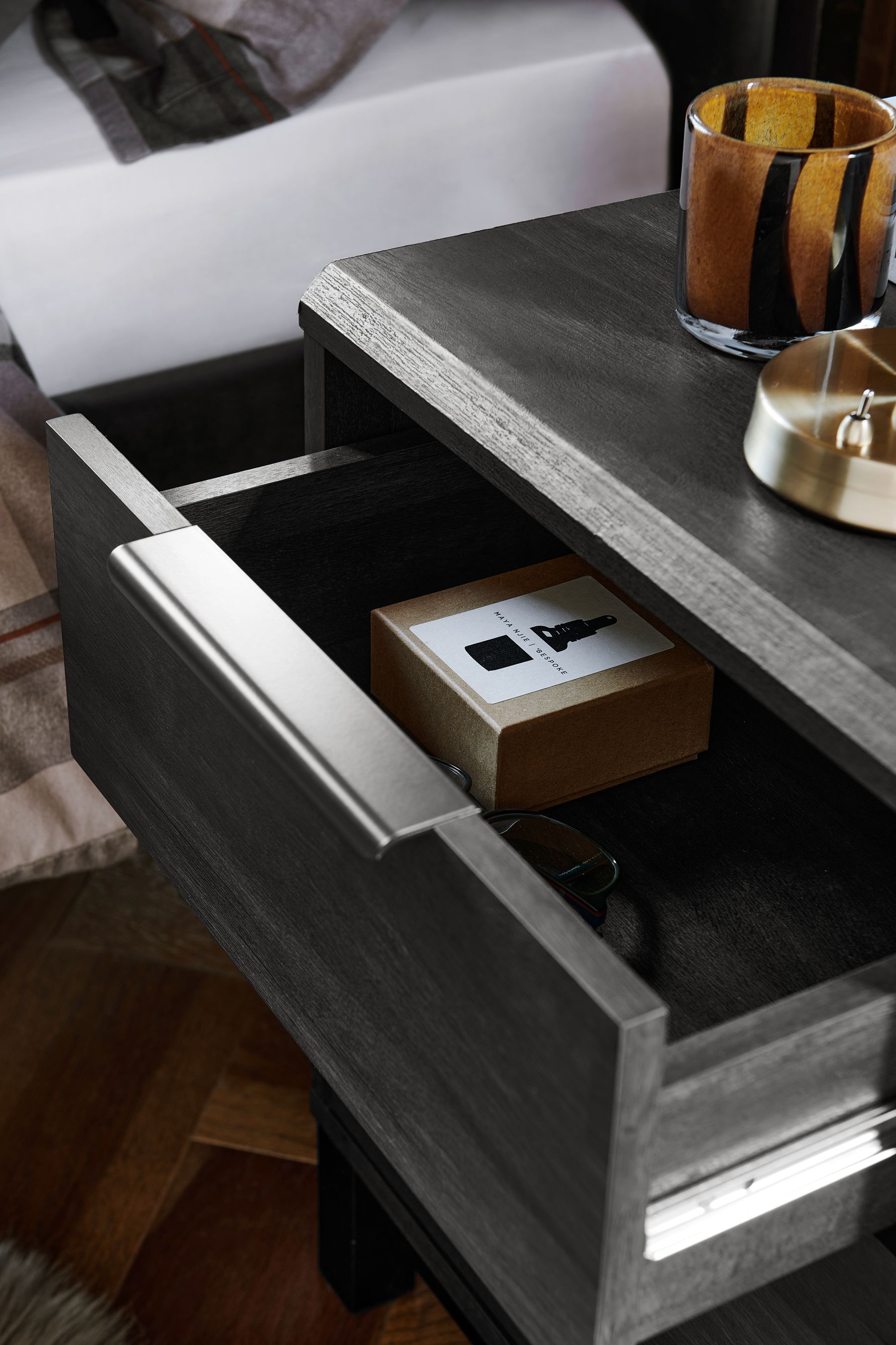 Buy Black Bronx Oak Effect 2 Drawer Bedside Table From The Next UK ...