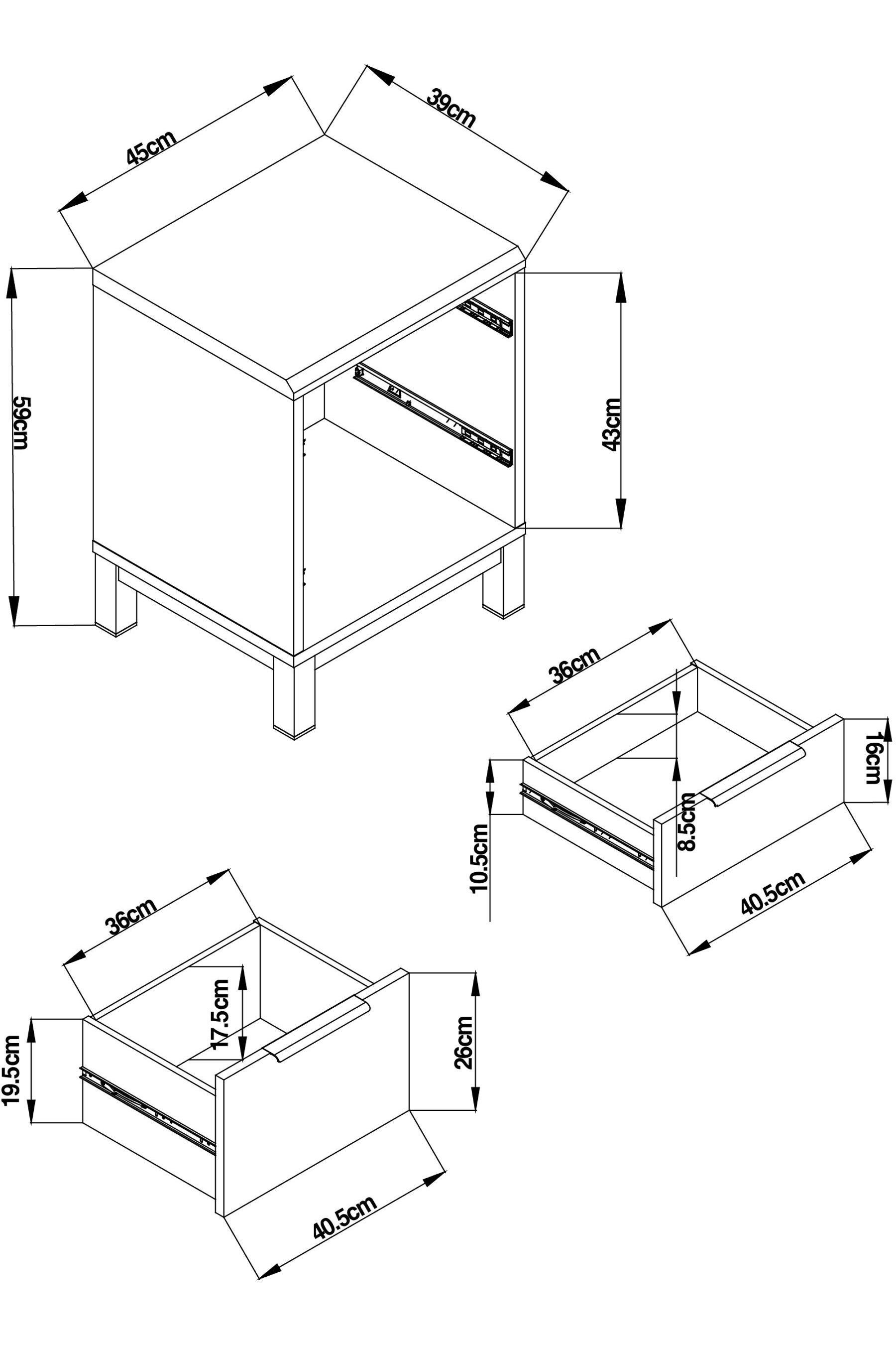Buy Black Bronx Oak Effect 2 Drawer Bedside Table from the Next UK