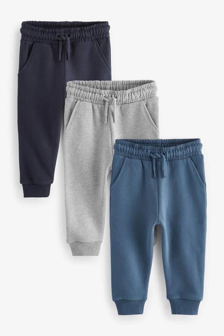 Blue/Charcoal/Black Soft Touch Joggers 3 Pack (3mths-7yrs) - Image 1 of 1