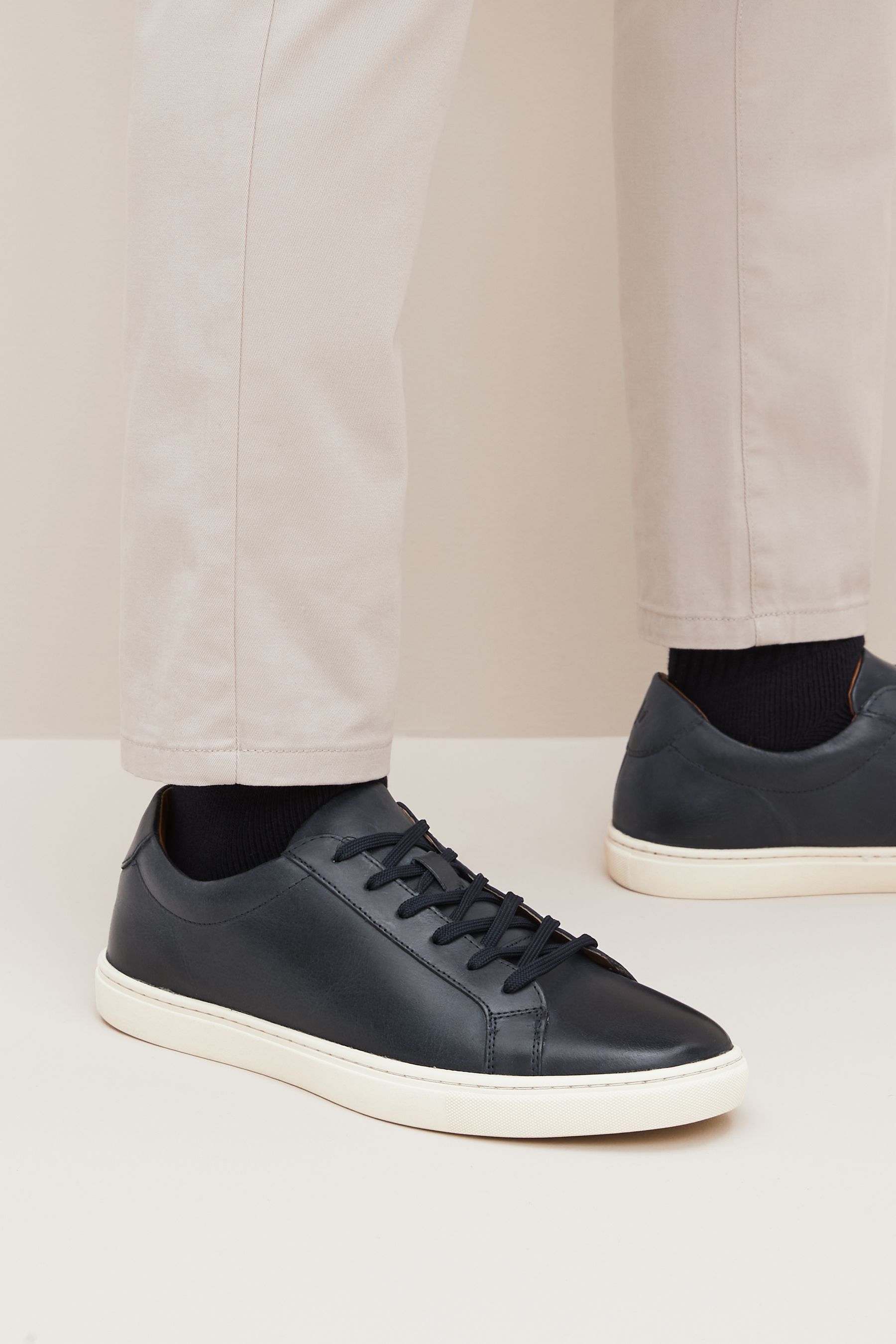 Buy Navy Blue Leather Trainers from the Next UK online shop