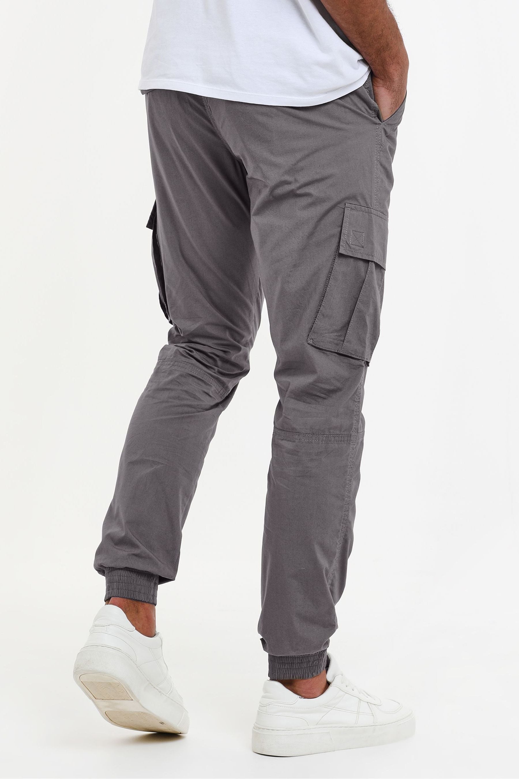 Buy Threadbare Grey Cotton Slim Fit Cuffed Cargo Trousers from the Next — free download