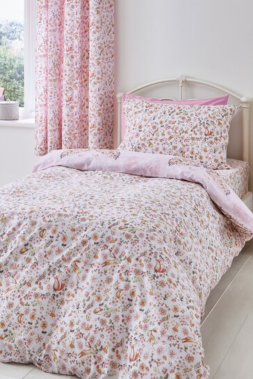 Rosa Cotone Poliestere Set Copripiumino Reversibile Catherine