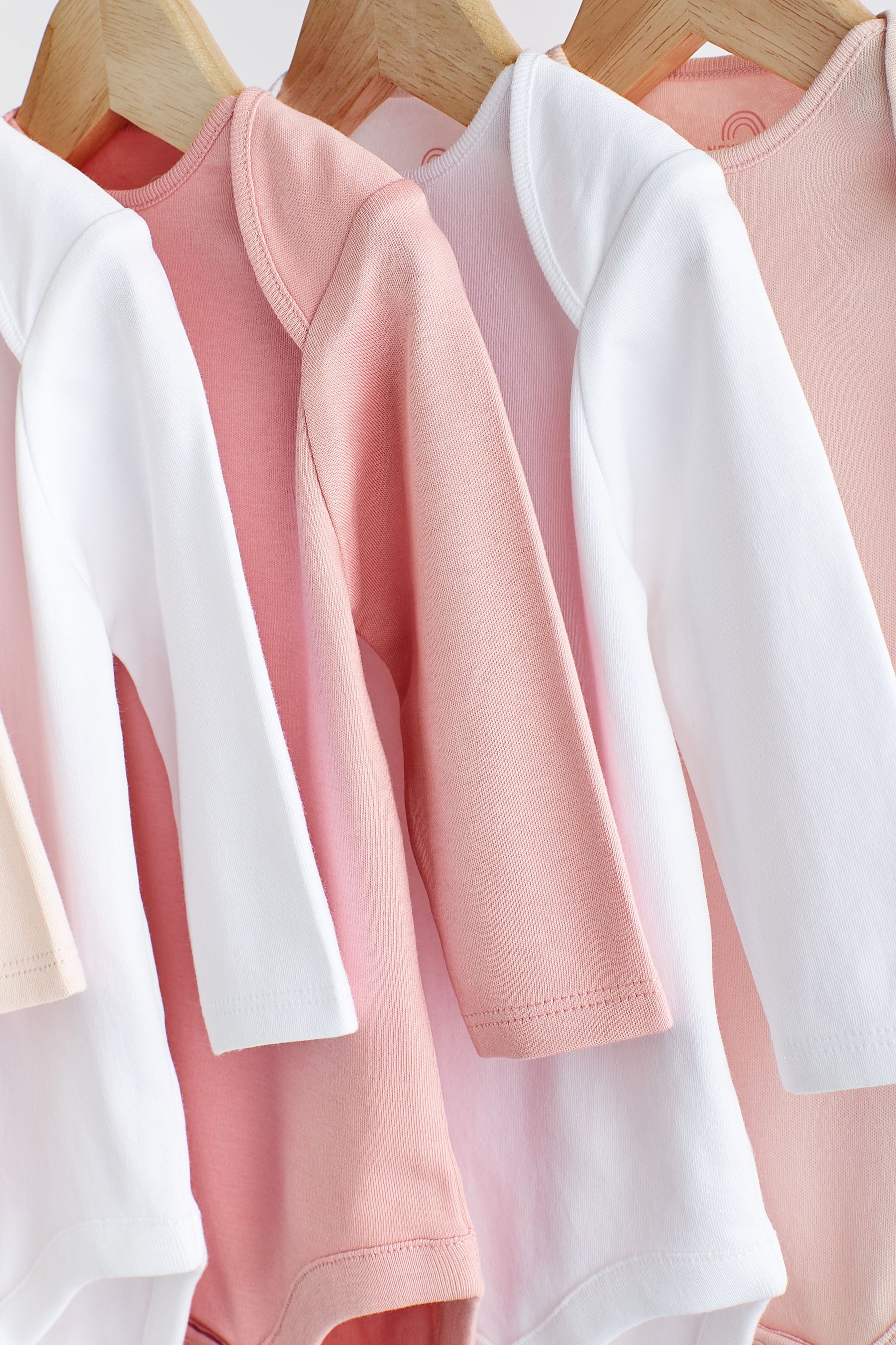 Buy Pink/White Essential Long Sleeve Baby Bodysuits 5 Pack from the