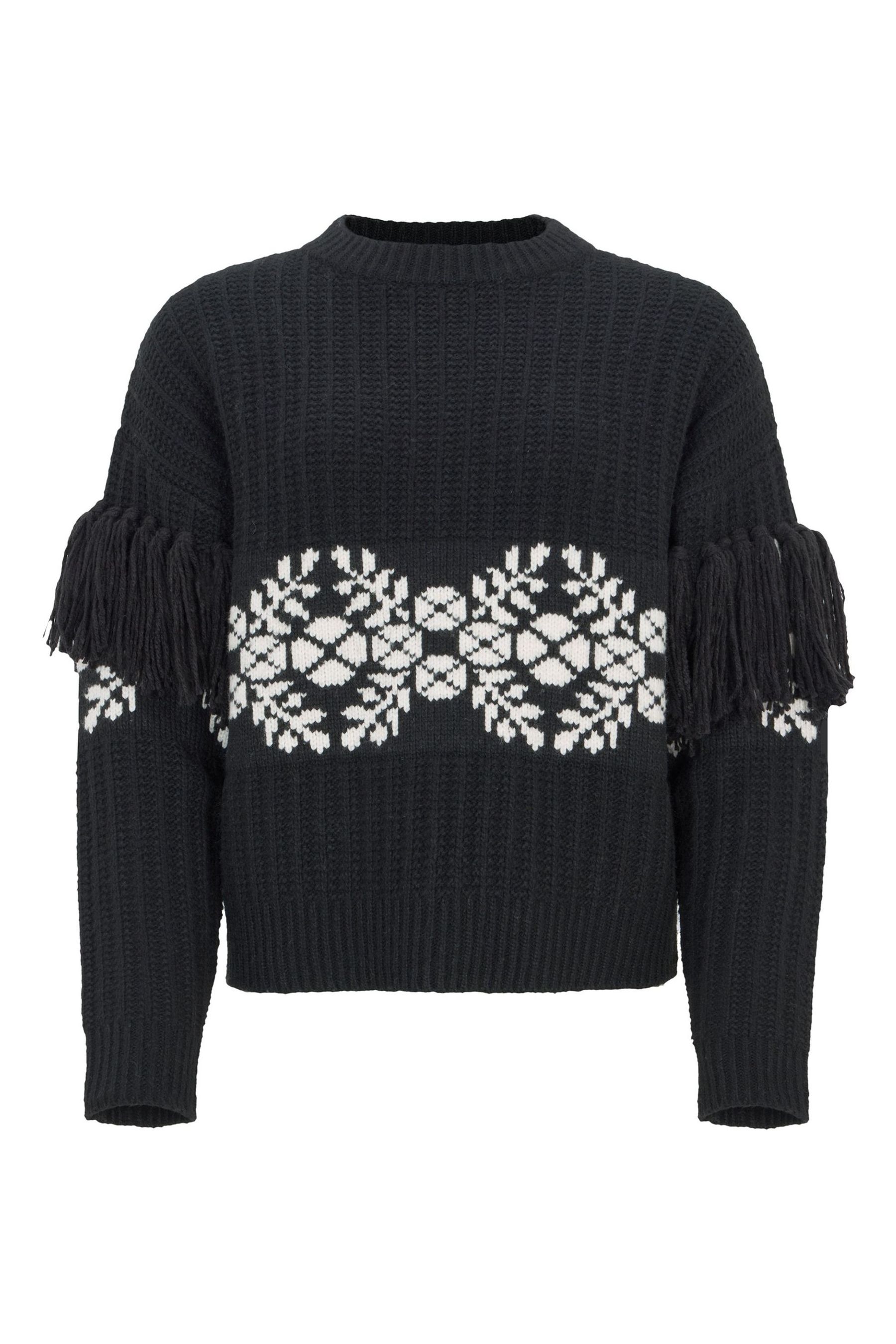 Buy Mint Velvet Black Jaquard Fringe Jumper from Next Luxembourg
