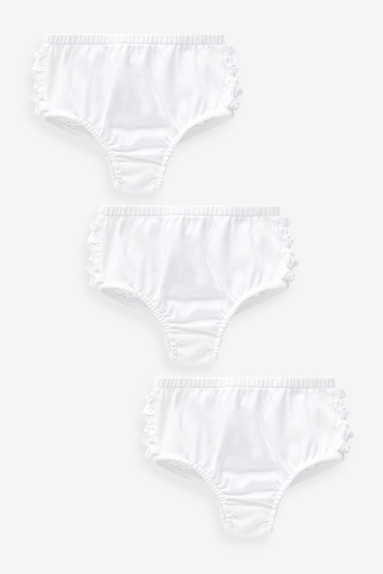 White Baby 100% Cotton Knickers 3 Pack (0mths-2yrs) - Image 1 of 1