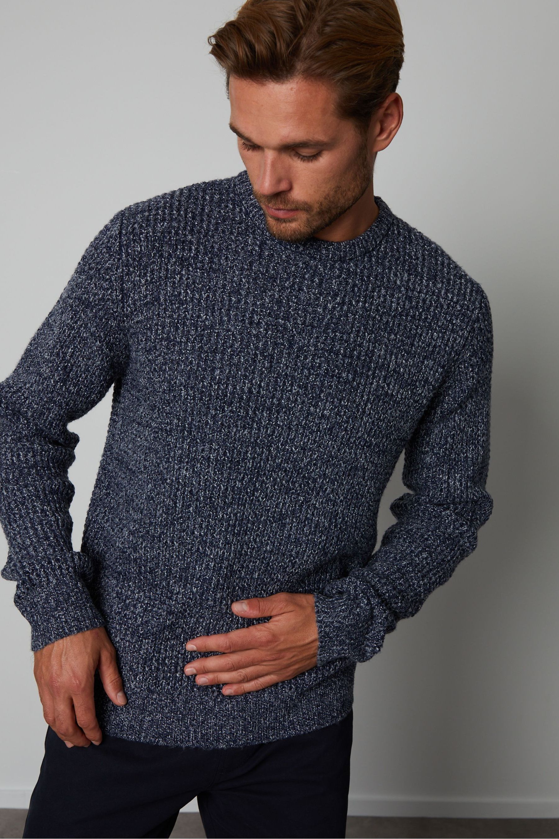 Buy Threadbare Blue Waffle Knit Crew Neck Jumper from the Next UK ...