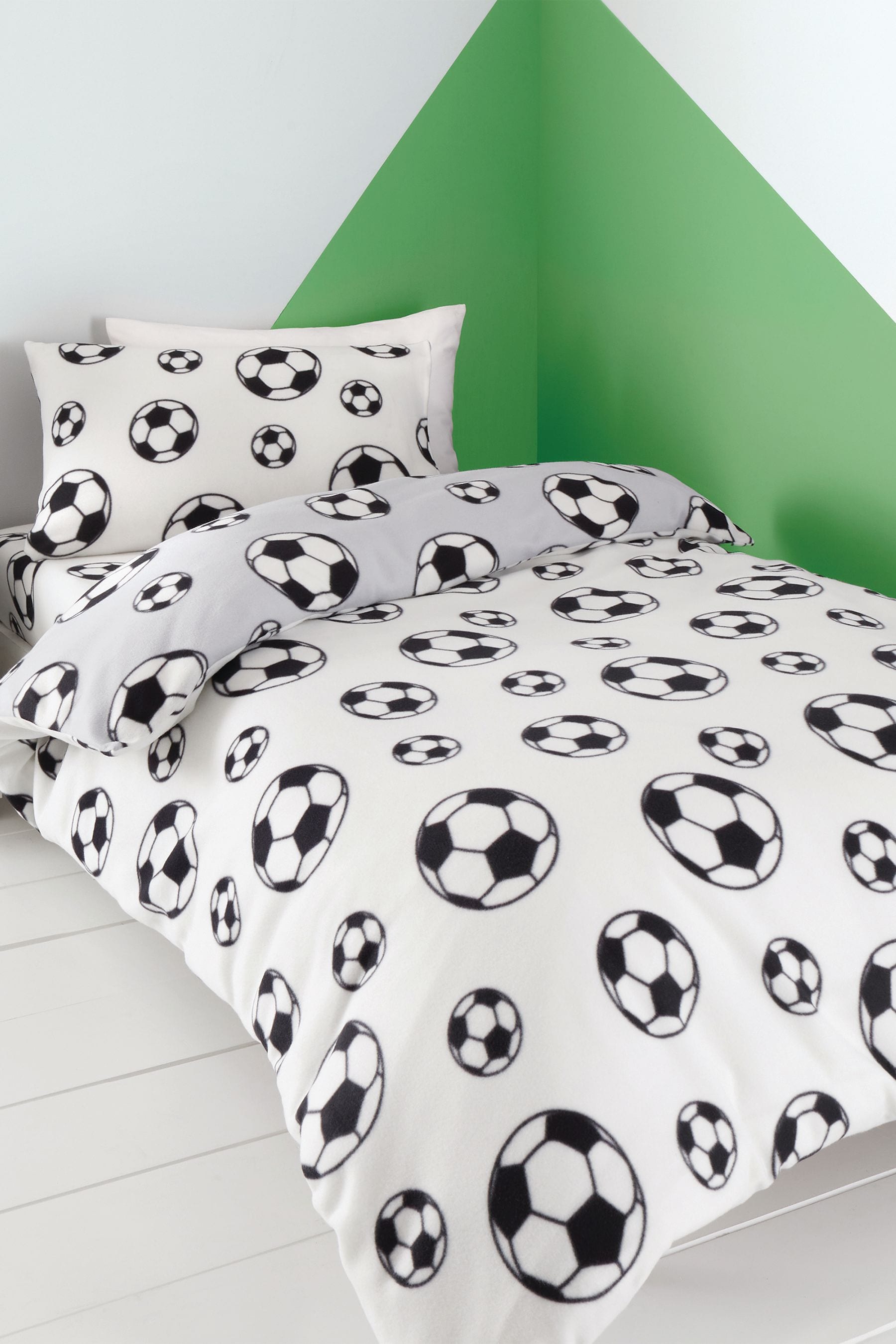 Buy Catherine Lansfield Grey Football Cosy Fleece Reversible Duvet