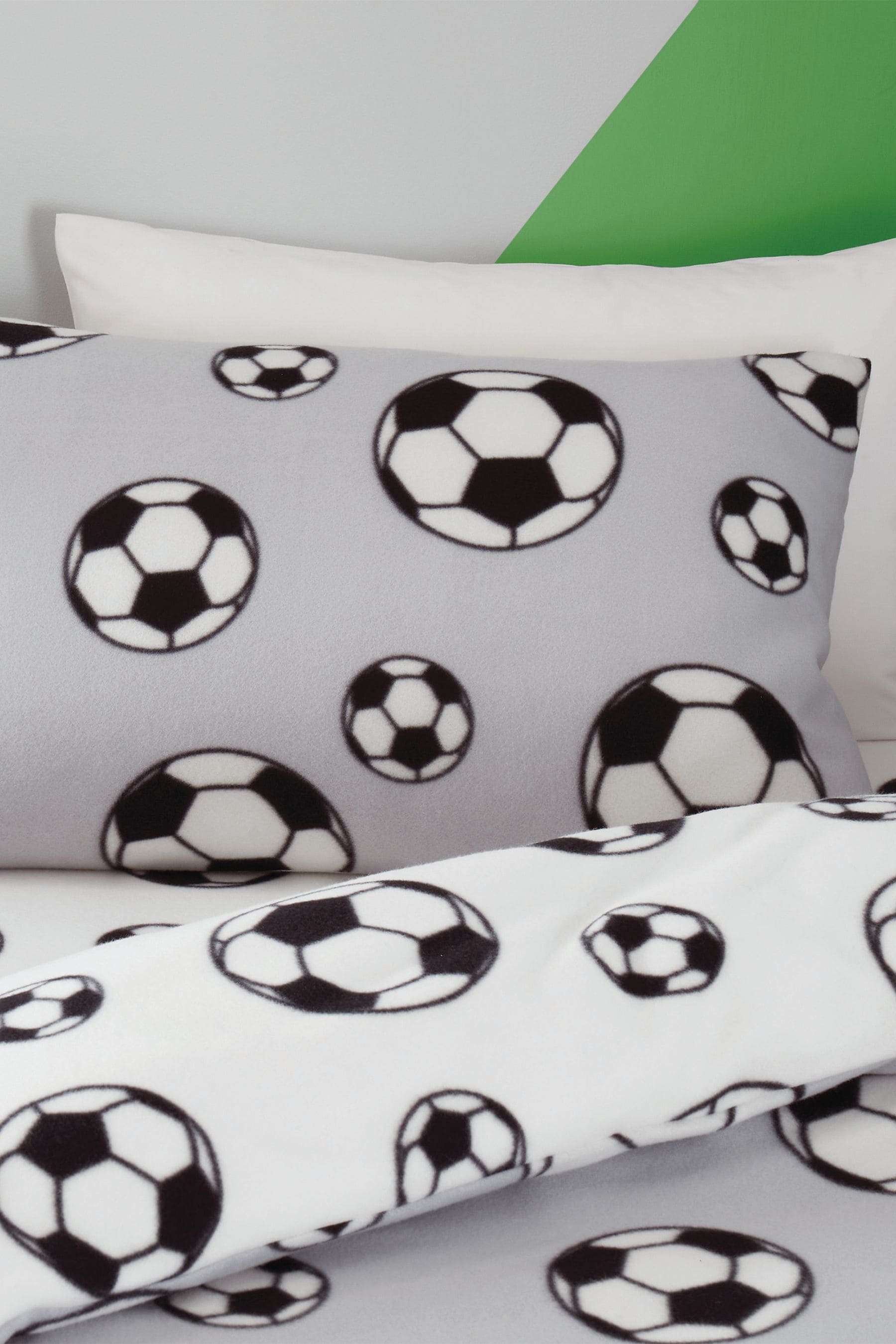 Buy Catherine Lansfield Grey Football Cosy Fleece Reversible Duvet