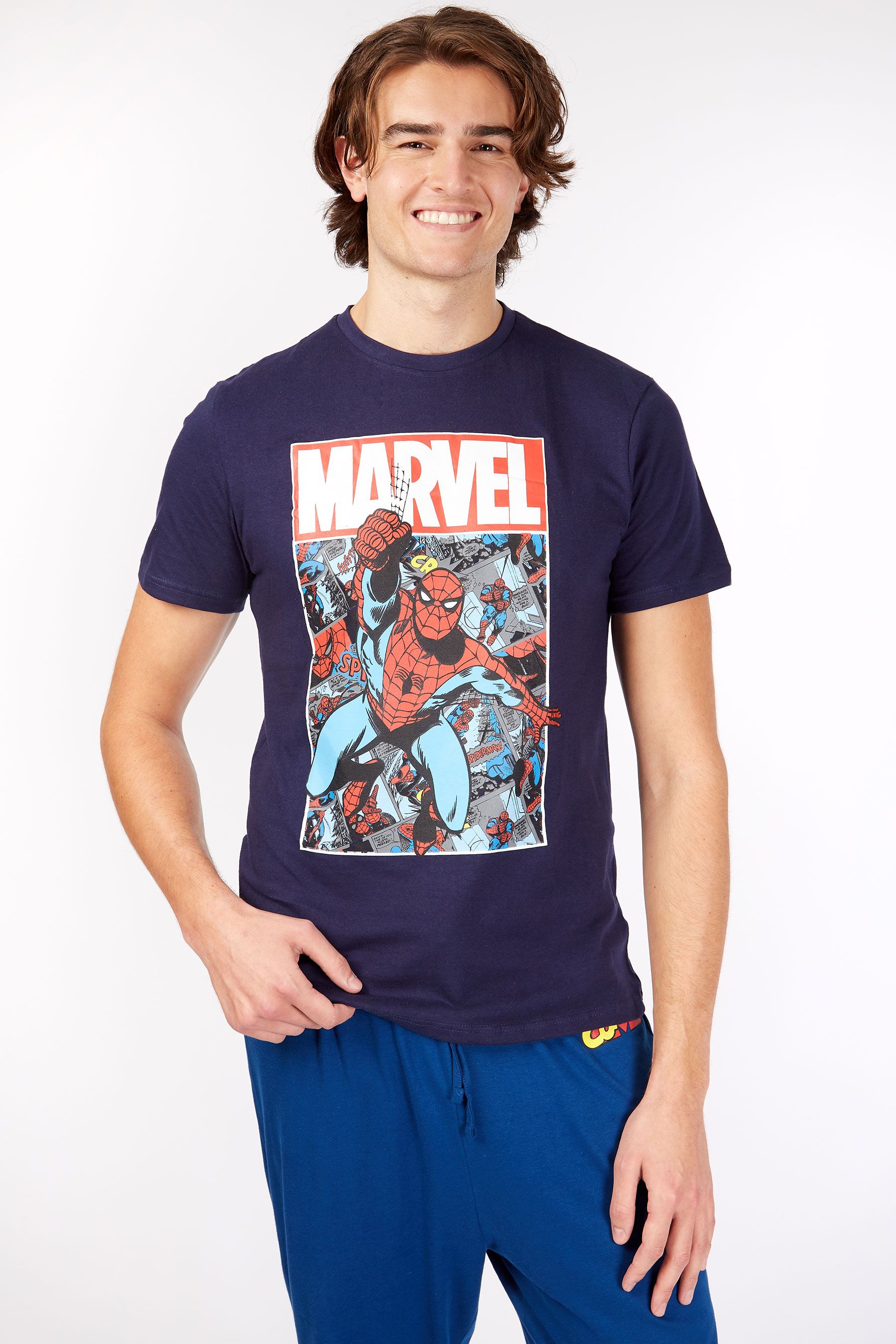 Buy Character Blue Mens Marvel Spiderman Disney Pyjamas from the Next ...