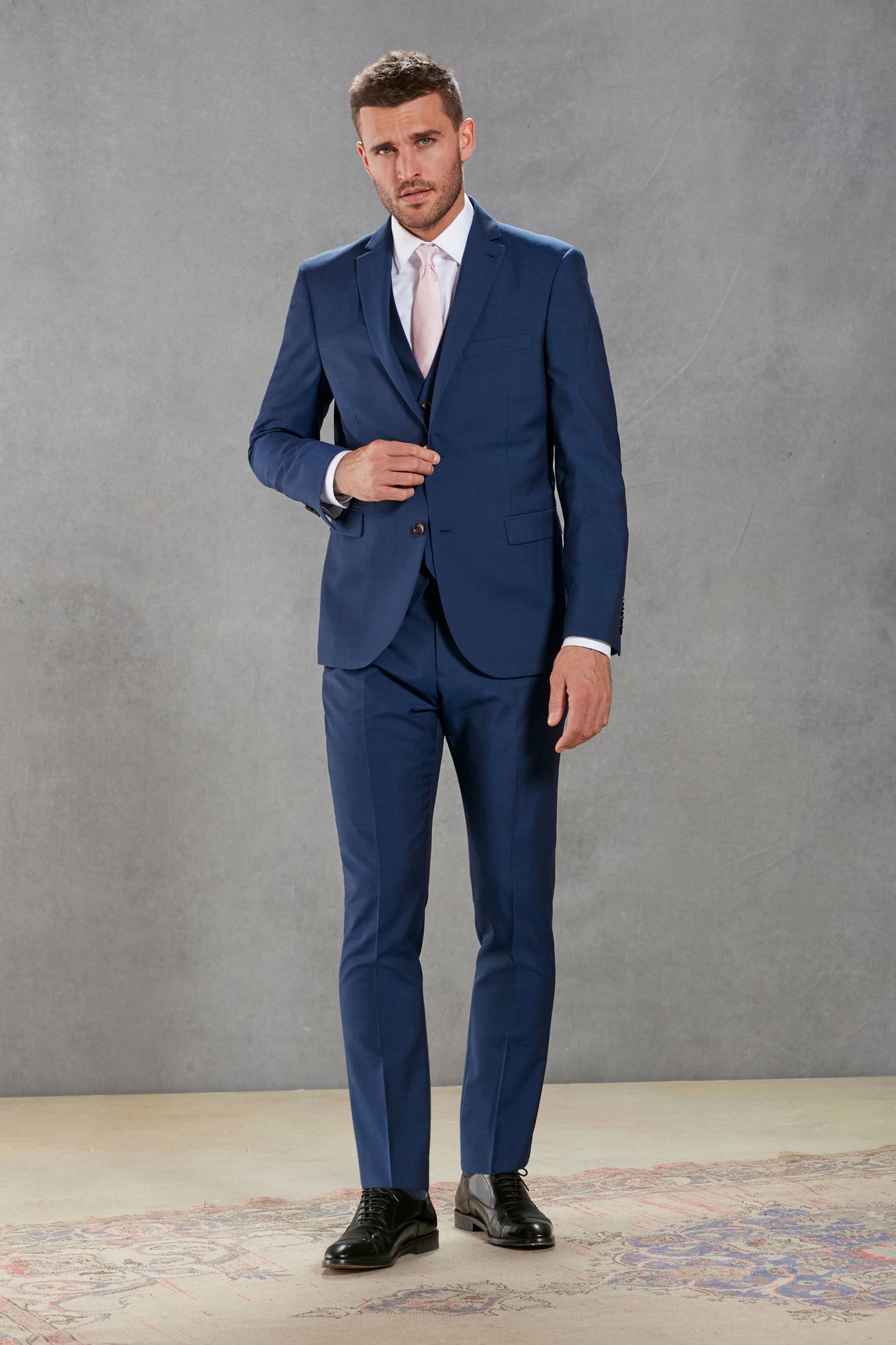 Buy Bright Blue Slim Signature Tollegno Wool Suit: Trousers from the ...