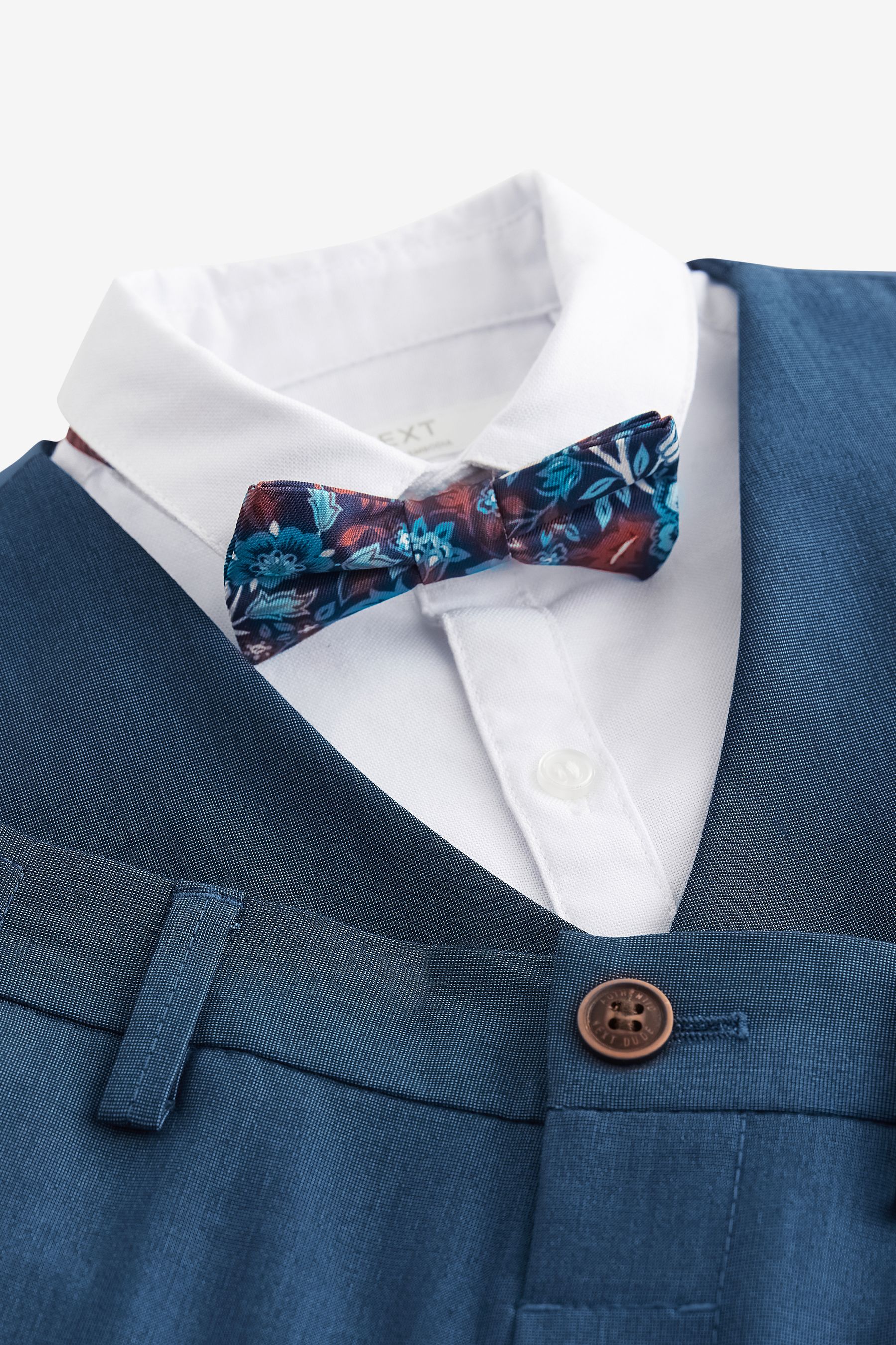 Brand New Next Blue Gingham Check Shirt & Bow Tie Outfit Set - Boys 3-6m