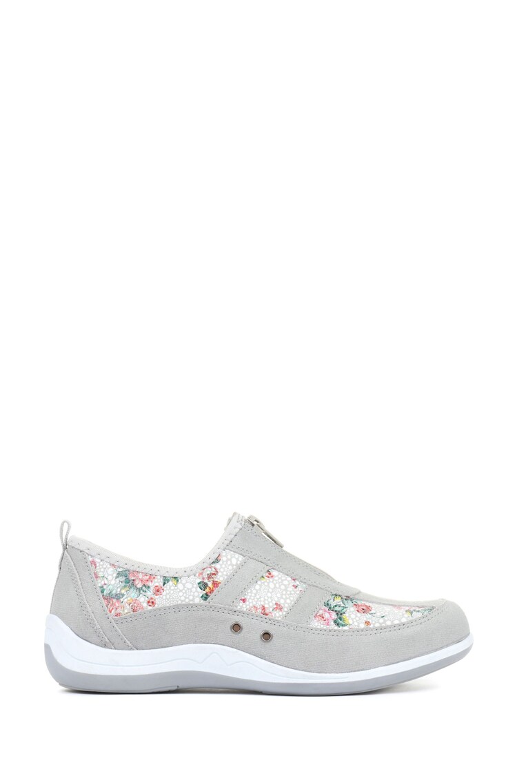 Pavers Grey Floral Pavers Wide Fit Trainers - Image 1 of 1