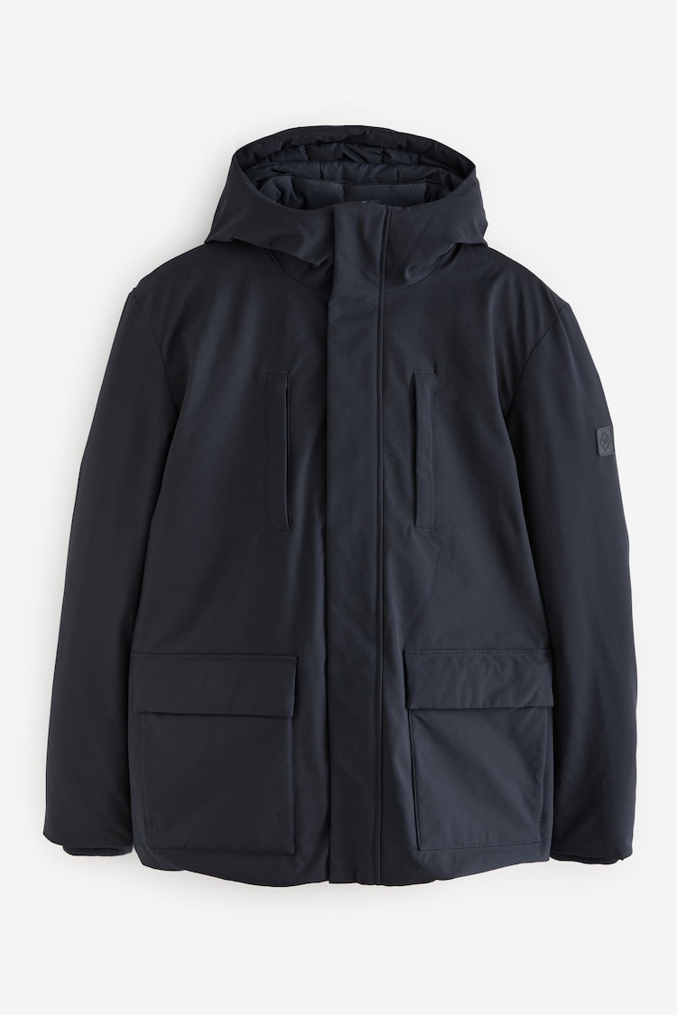 Navy Blue Borg Lined Shower Resistant Hooded Parka Jacket - Image 1 of 1