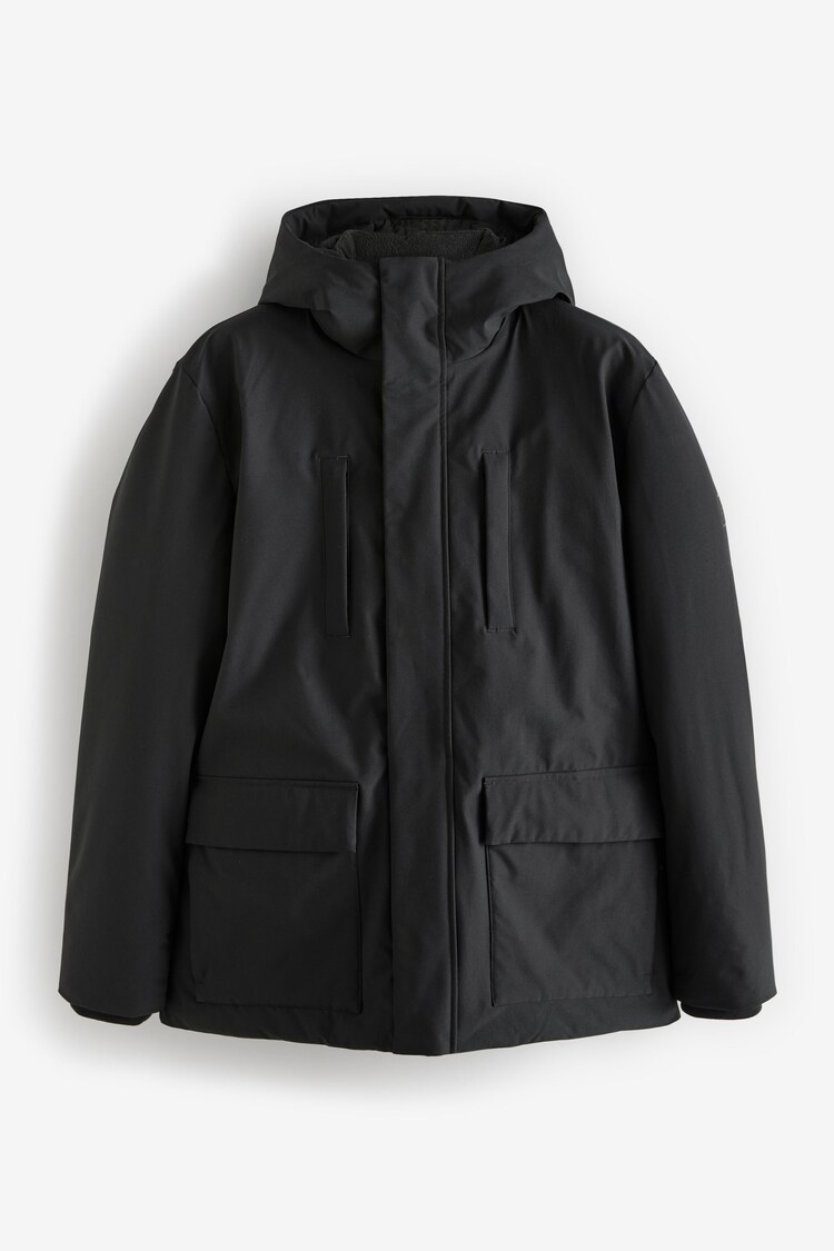 Black Borg Lined Shower Resistant Hooded Parka Jacket - Image 1 of 1