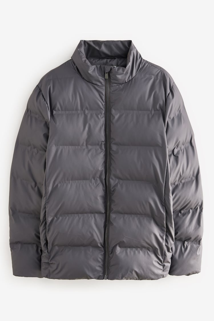 Slate Grey Shower Resistant Rubberised Funnel Puffer Coat - Image 1 of 1