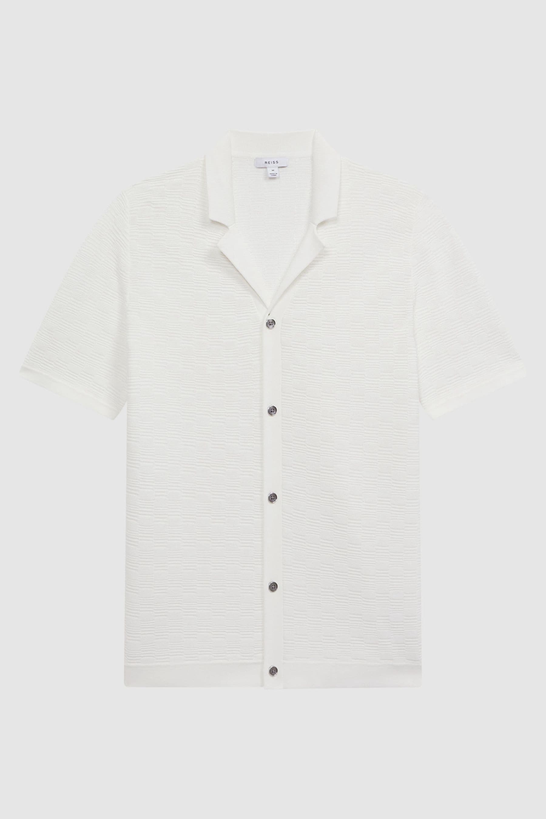 Buy Reiss White Lunar Textured Cuban Collar Button-Through Shirt from ...