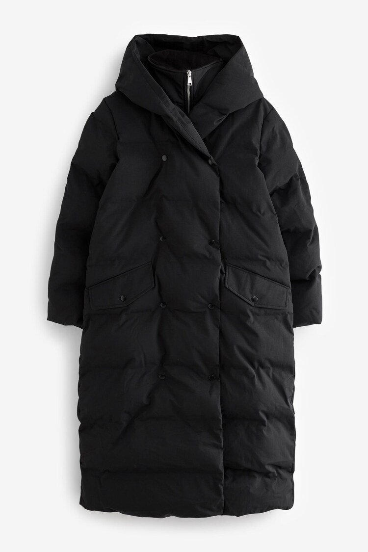 Black Longline Shower Resistant Padded Hooded Coat - Image 1 of 1