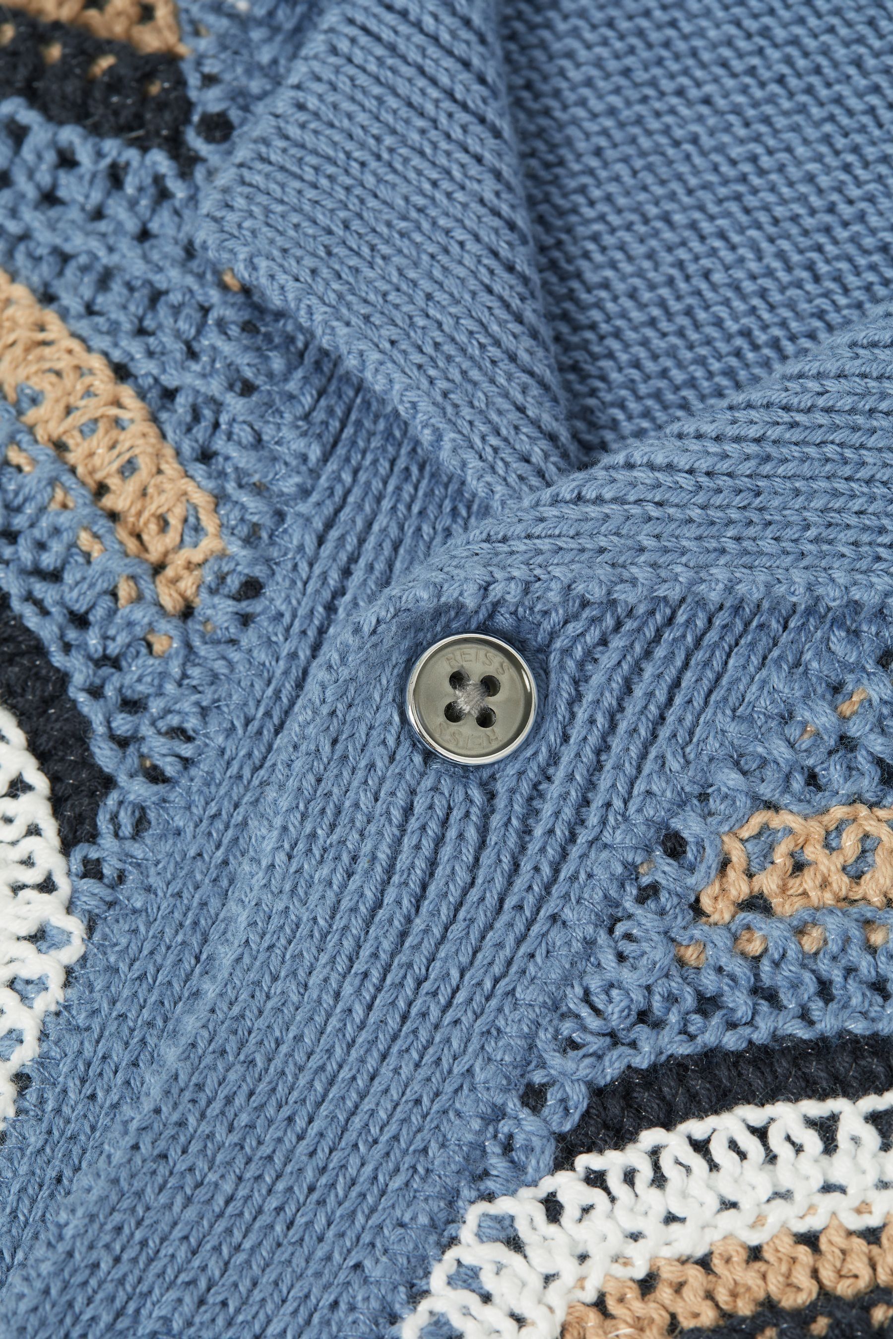 Buy Reiss Blue Columbia Junior Crochet Cuban Collar Shirt from the Next