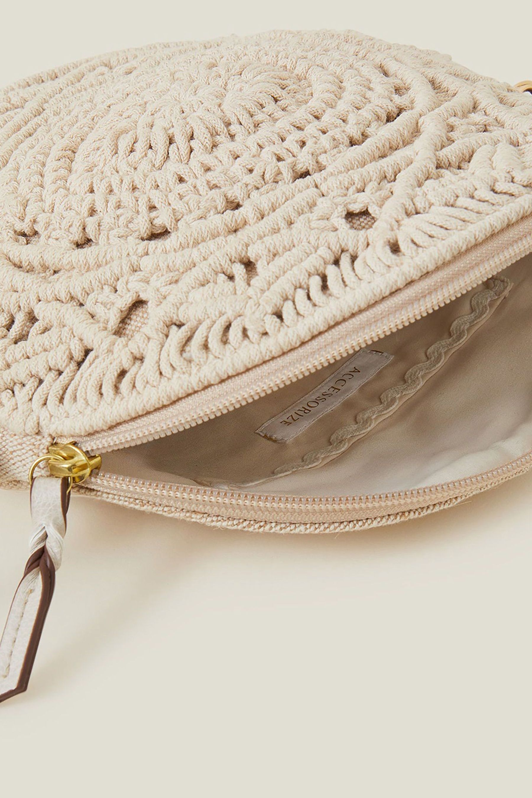 Buy Accessorize Cream Macramé Circle CrossBody Bag from the Next UK